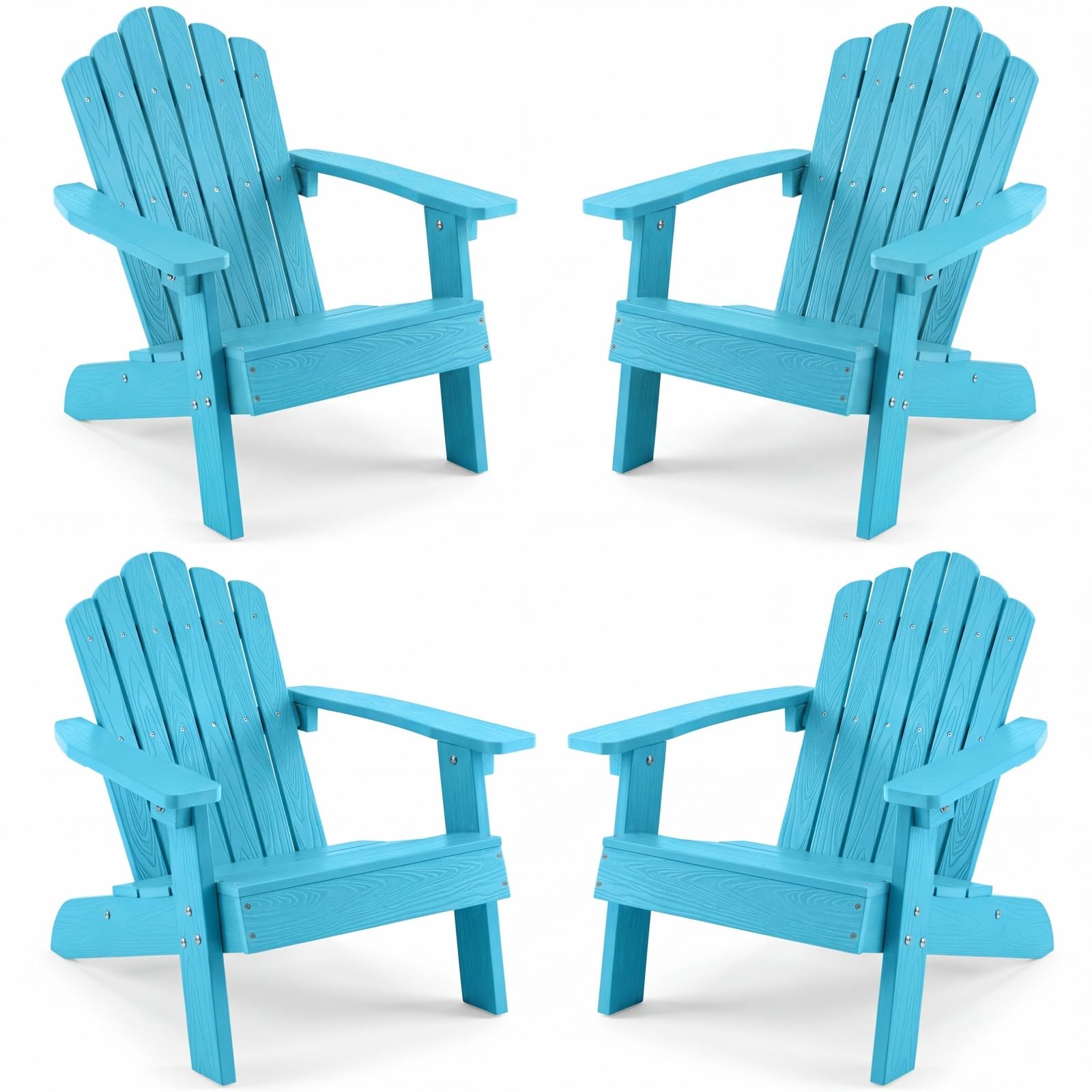 GIANTEX Kids Adirondack Chair, All-Weather HIPS Children's Outdoor Chair with Tilted High Backrest, Toddler Beach Chair for Garden Patio Backyard, Kids Lawn Chairs for Age 3-7 (4,Turquoise)