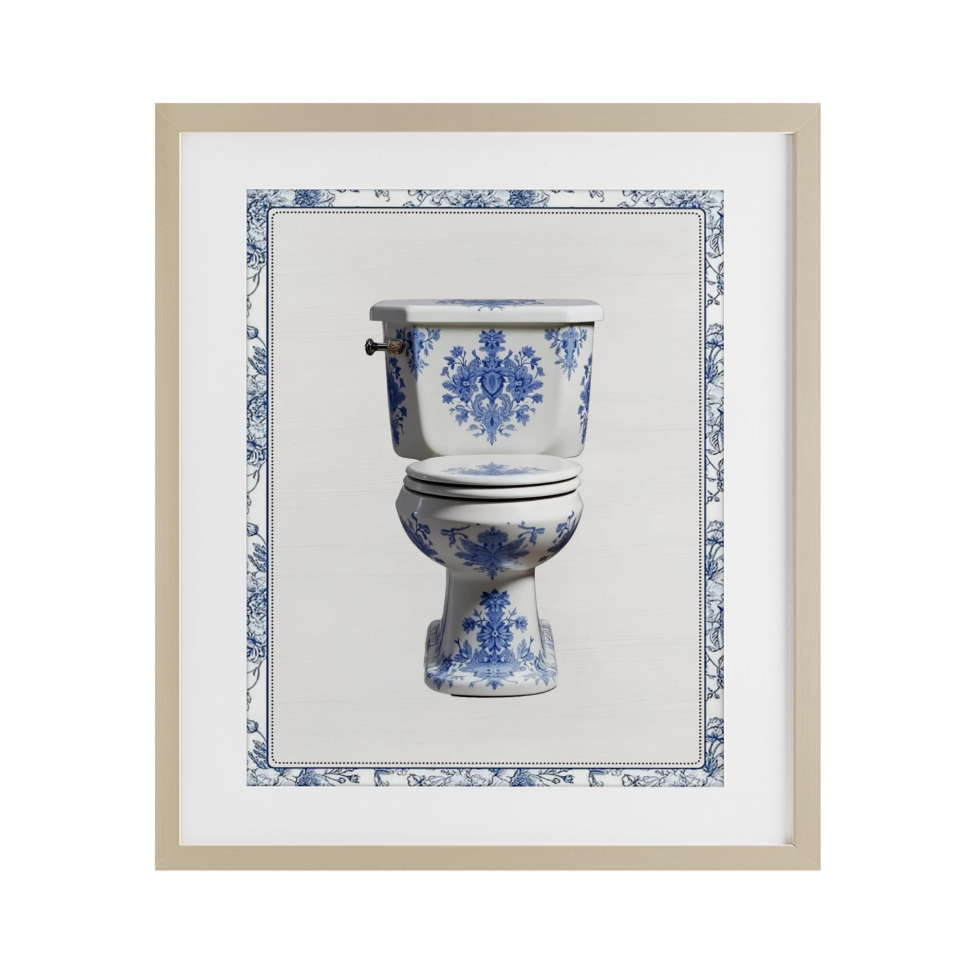 'Vintage Chinoiserie Toilet'| Framed Print Under Glass