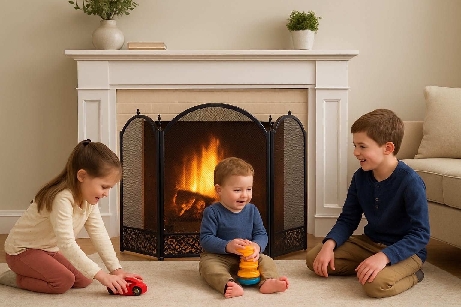 Easy Shopping® 3-Panel Black Firguard Metal Firescreen Safety Screen Strong - Image 6