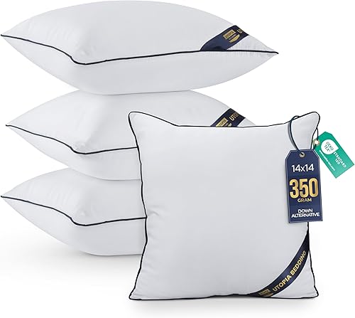 Miniatura 17 de Utopia Bedding - Relleno de almohadas decorativas (paquete de 2, color blanco), almohadas para sofá, cama y sofá de 12 x 12 pulgadas, relleno