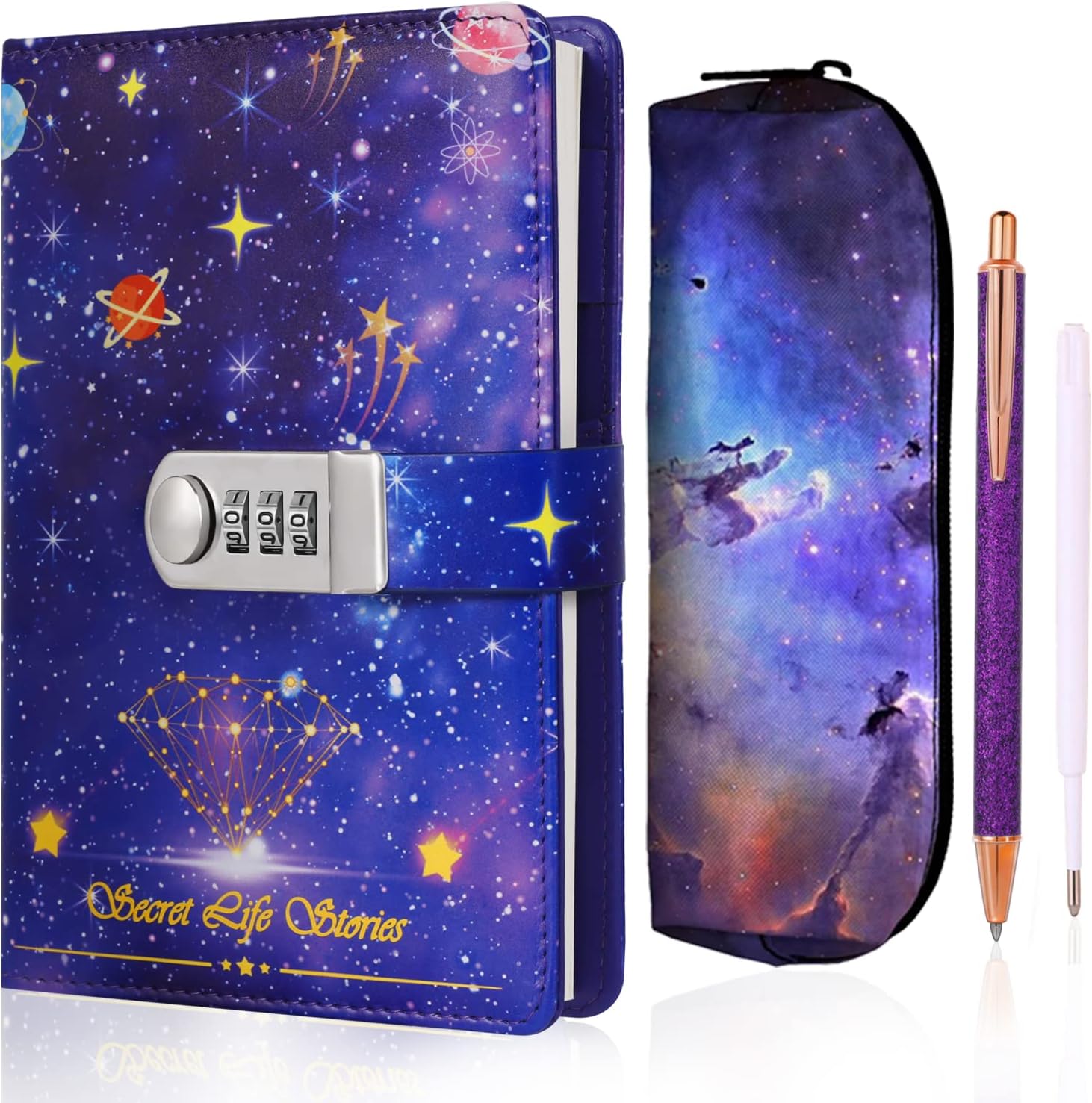 Diary with Lock,A5 Locking Journal Pu Leather Refillable Writing Notebook with Lock