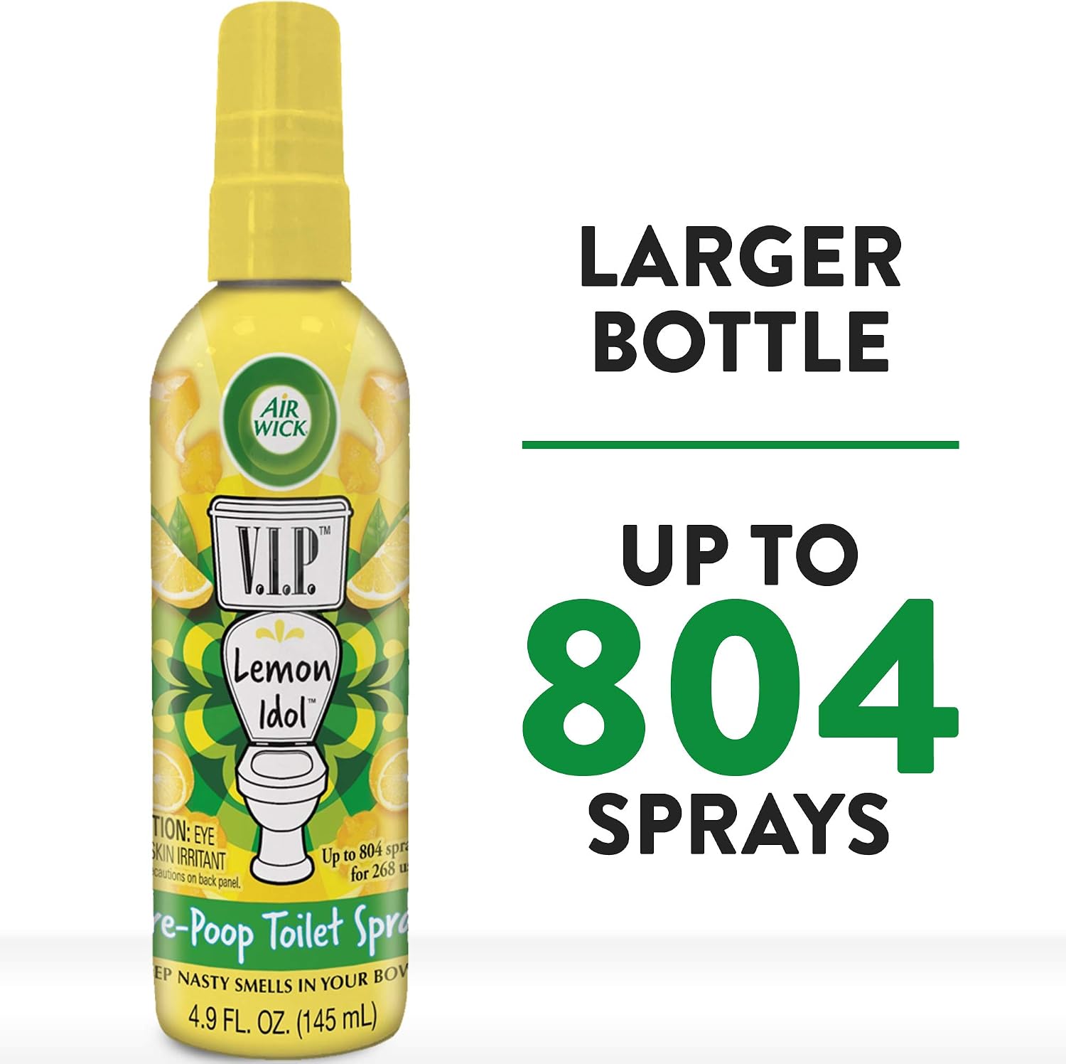 Air Wick V.I.P. Pre-Poop Toilet Spray, Up to 268 uses, Contains Essential Oils, Lemon Idol Scent, 4.9 oz., Holiday Gifts, White Elephant gifts, Stocking Stuffers