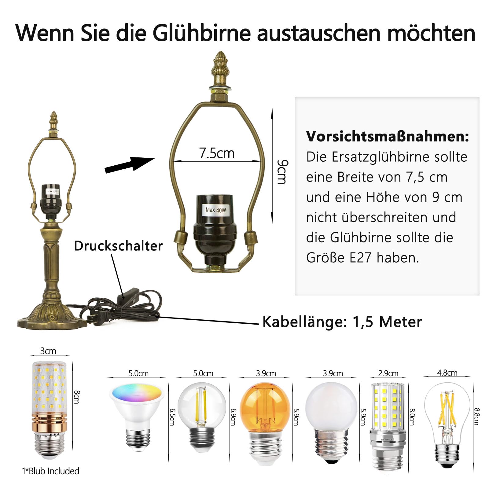 Tiffany Tischlampe,8 Zoll Retro Stained Glass Lamp Für Wohnzimmern,Lesezimmern,Schlafzimmern Und Arbeitszimmern Verwendet (Vierblättrige Blume)