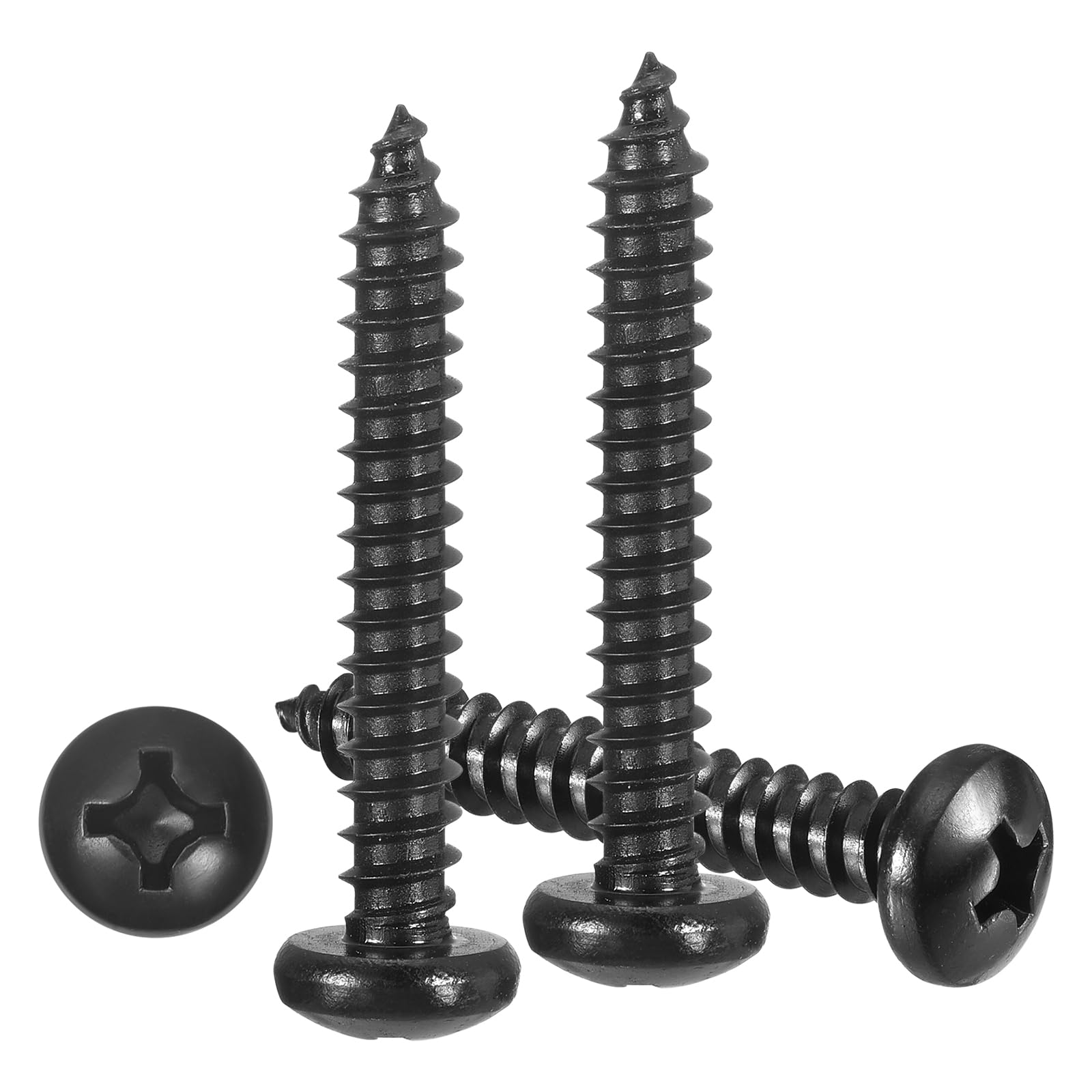 METALLIXITY Phillips Pan Head Self Tapping Screws(#10x1-1/4") 100Pcs, 304 Stainless Steel Self Drilling Screw for Metal Wood Plastic, for Cabinet Wall Shutter Plate Rock Furniture, Black — image 1