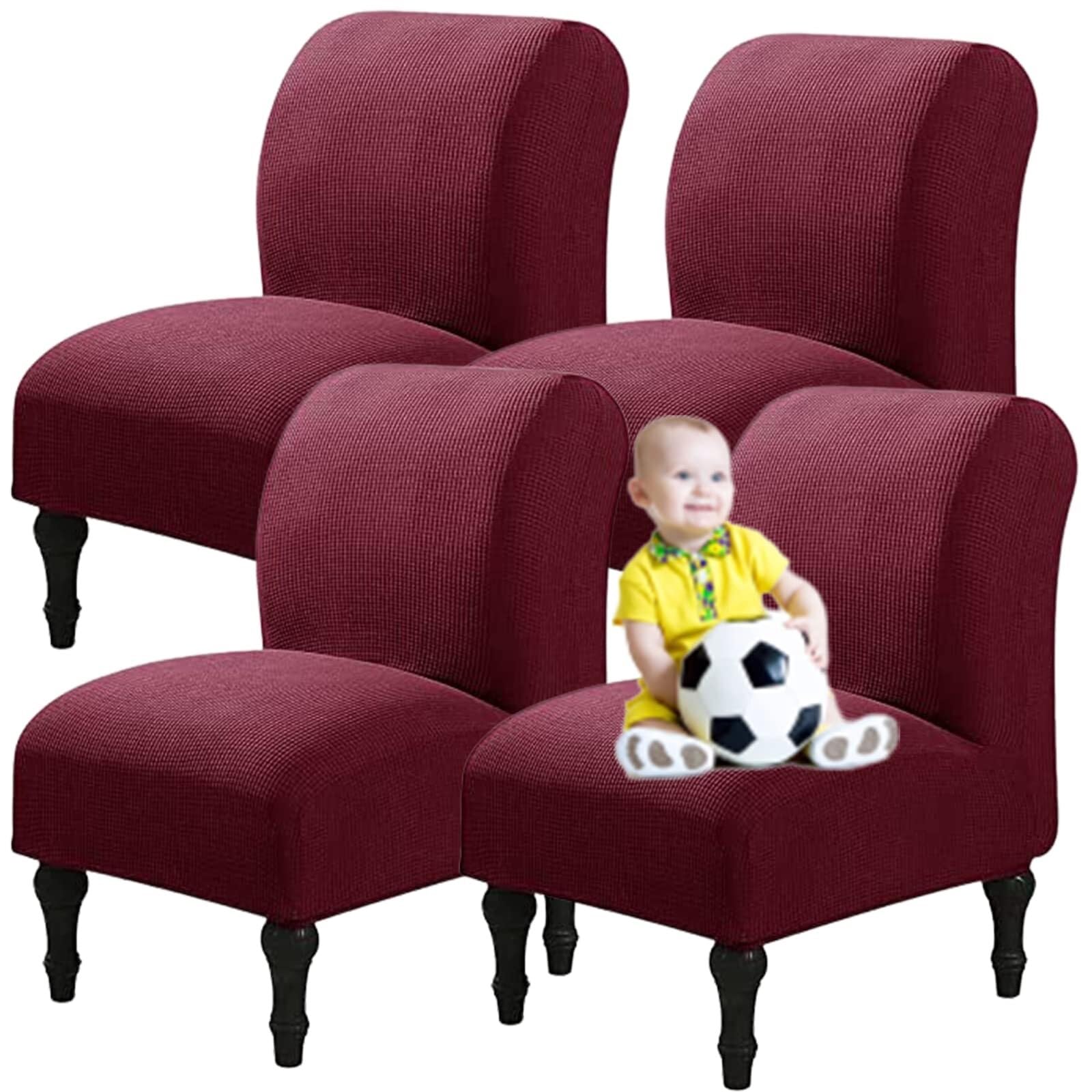 NMVAWIPT Armless Accent Chair Covers, Polyester+Spandex Stretch Slipcover, Removable Furniture Protector, For Home Hotel(30#,4pcs)