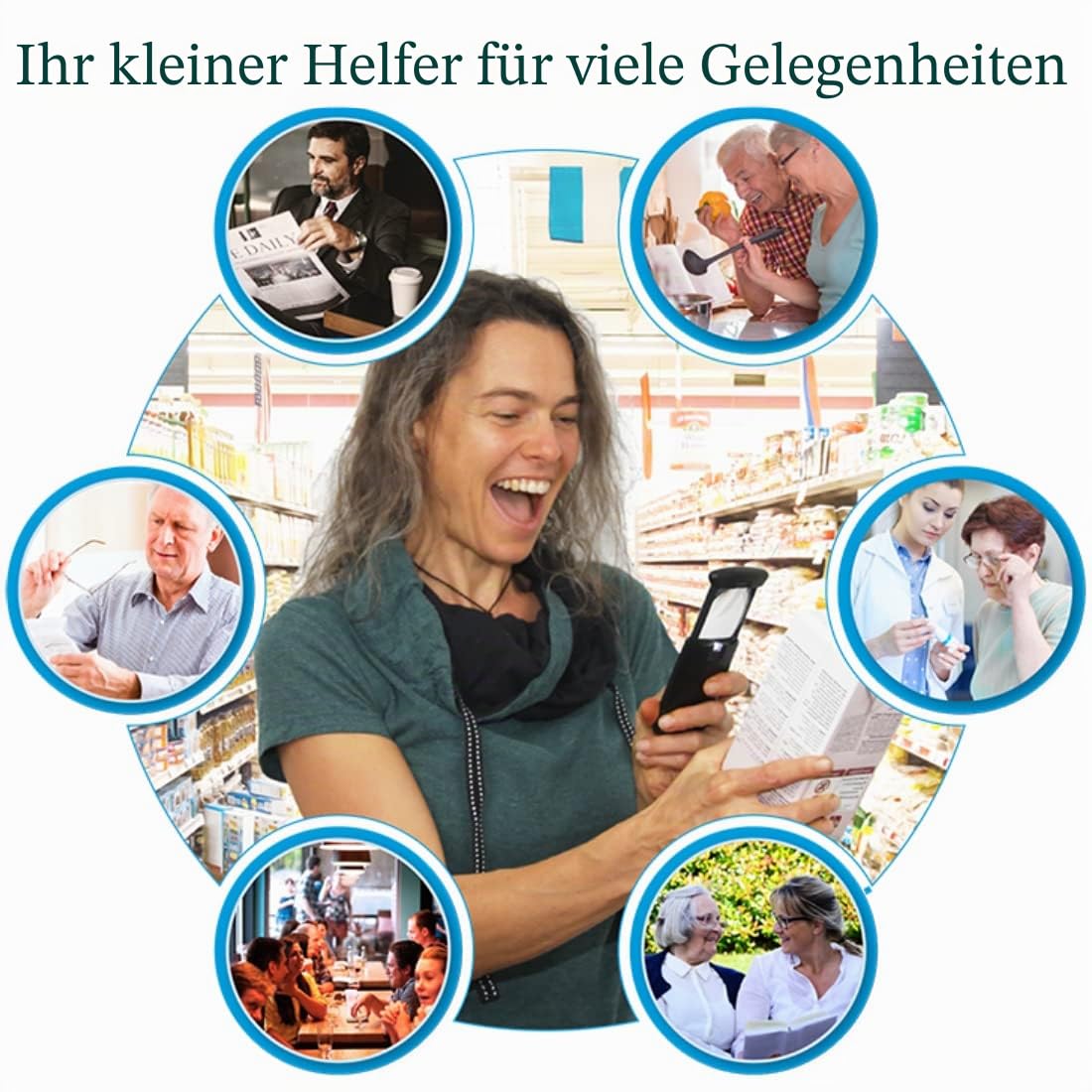 EasY-Magnifier Taschen-Leselupe 3Fach; 2Pack Mit LED Licht; Kleine Lupe Mit Rechteckiger Acryl Linse; Beleuchtetes Vergrösserungsglas Zum Lesen Für Unterwegs; Handlupe, Lesehilfe