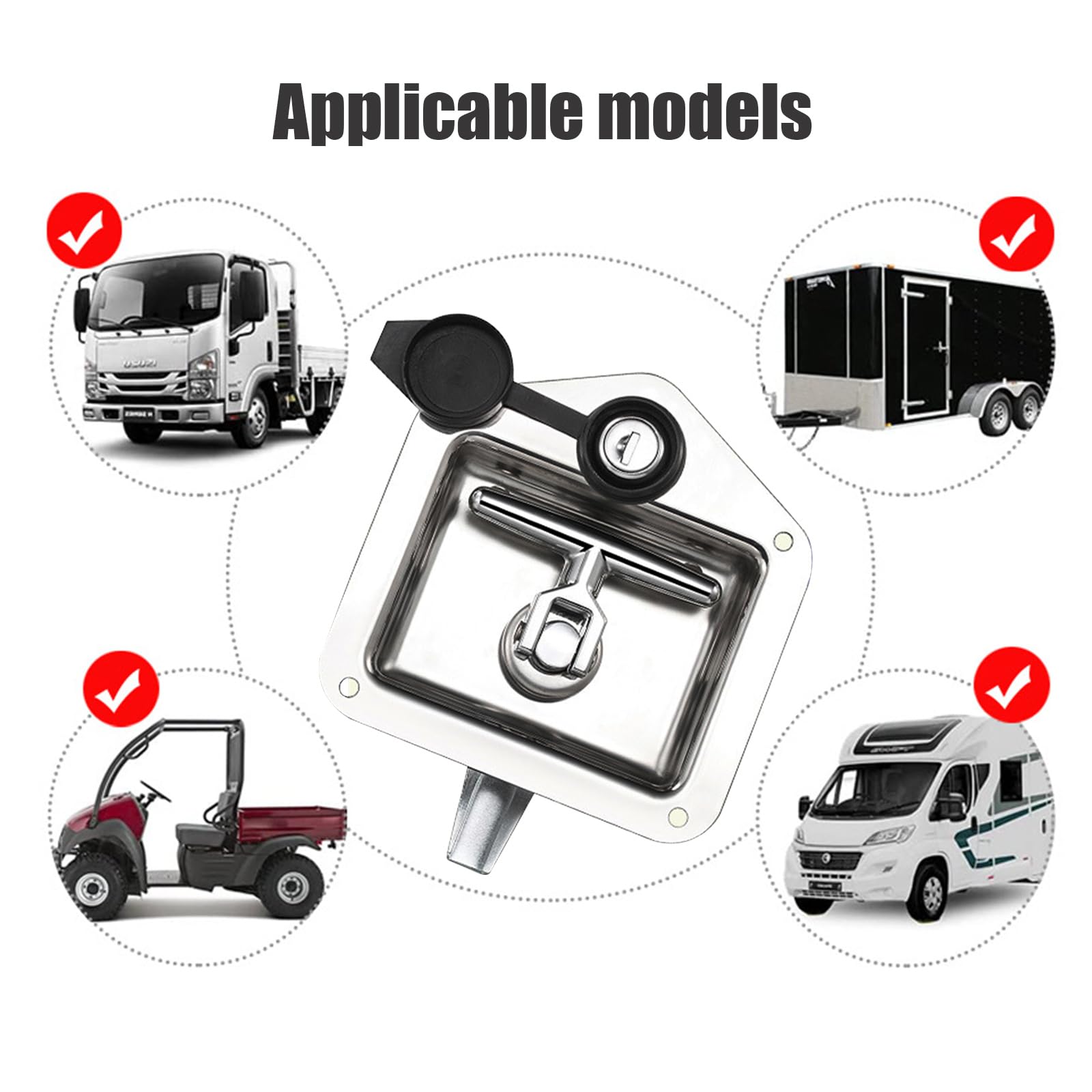 MENAYODA Lot de 2 outils de verrouillage pliable en forme de T en acier inoxydable avec 2 clés pour camion, remorque, camping-car