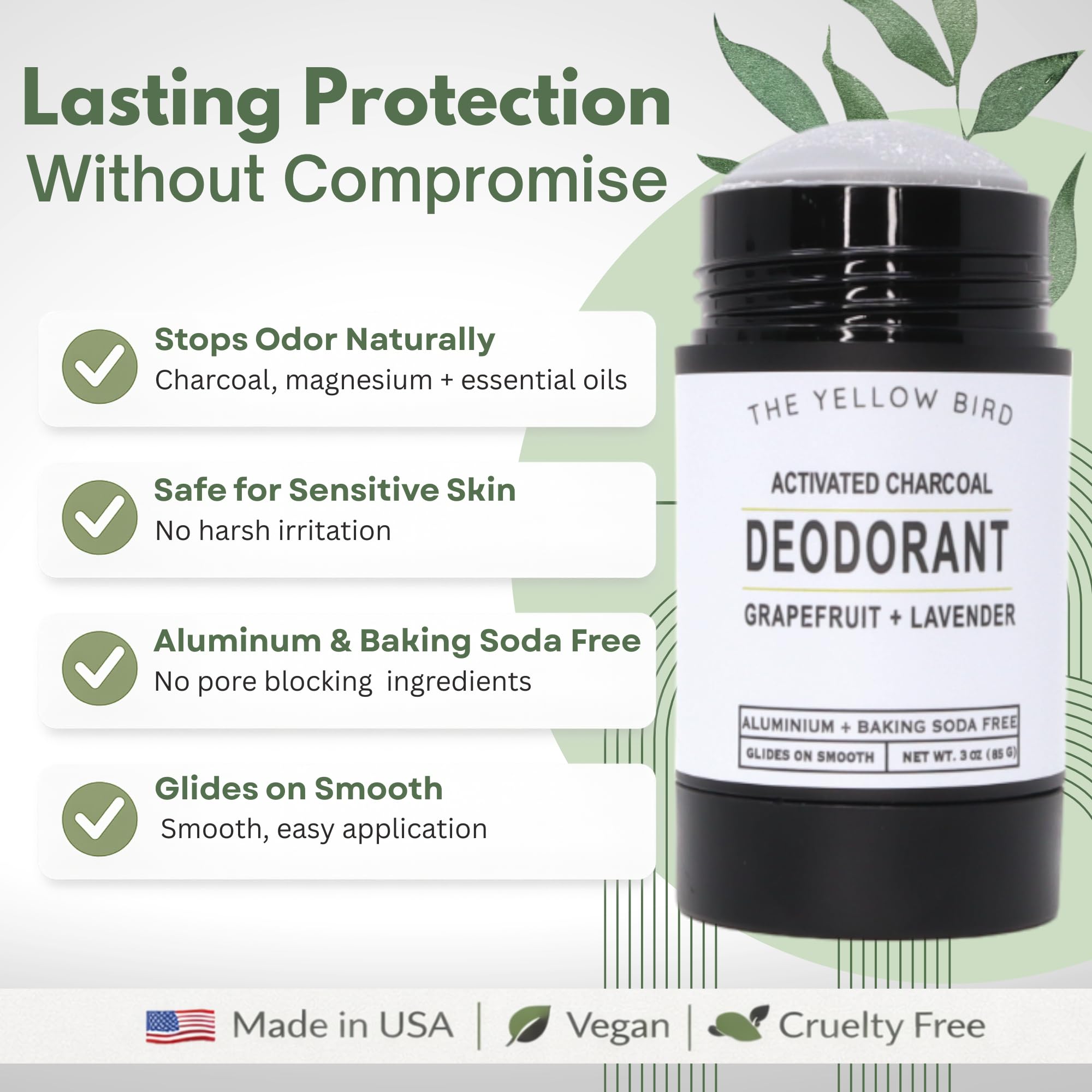 Magnesium Deodorant for Men & Women - Natural, USA Made, Aluminum & Baking Soda Free Deodorant. Long Lasting Protection for Sensitive Skin. Includes Charcoal, Essential Oils, and Organic Ingredients