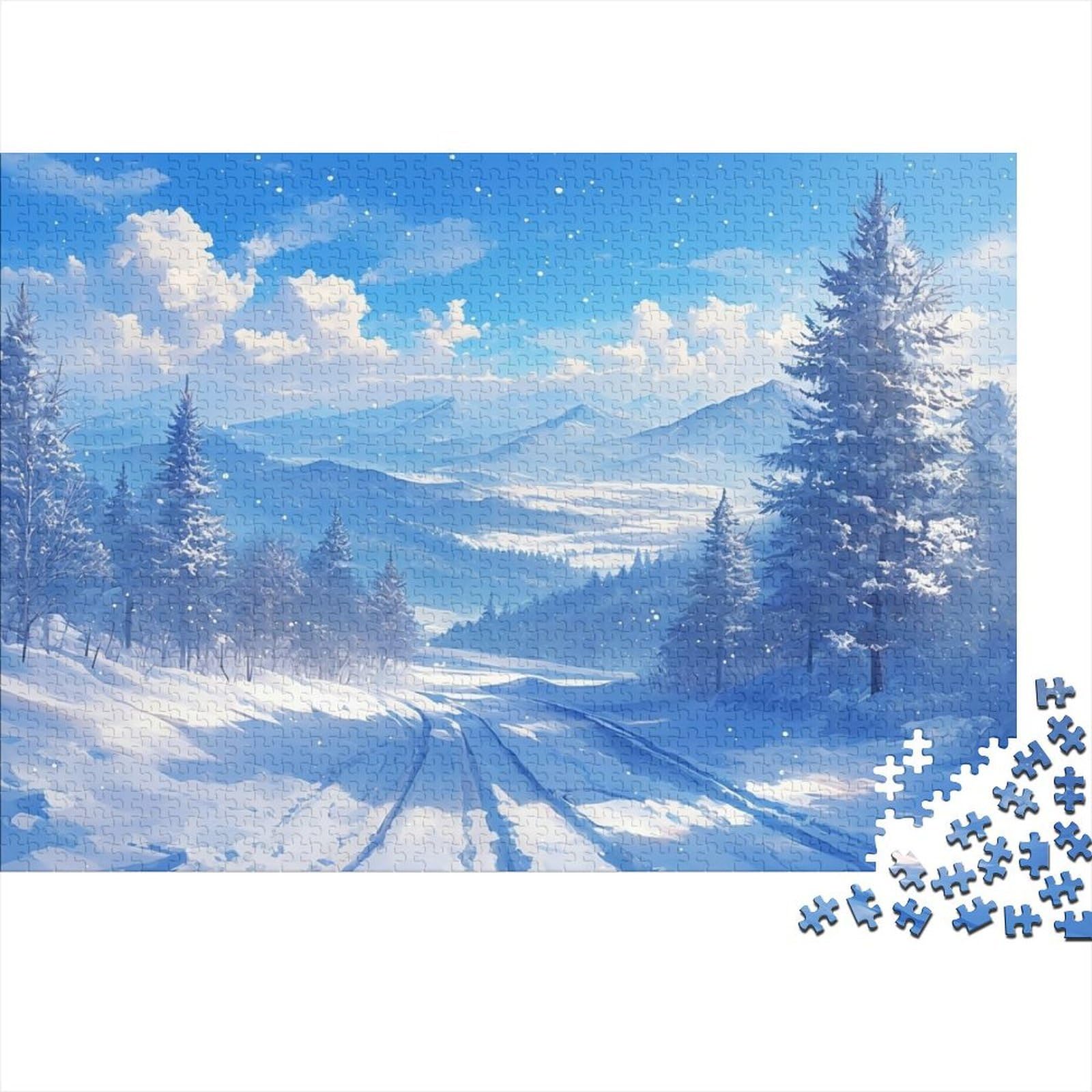 Snowy Mountain Forest 1000 Piece Jigsaw Puzzle Game For Adults Wall Art Decor โ image 1