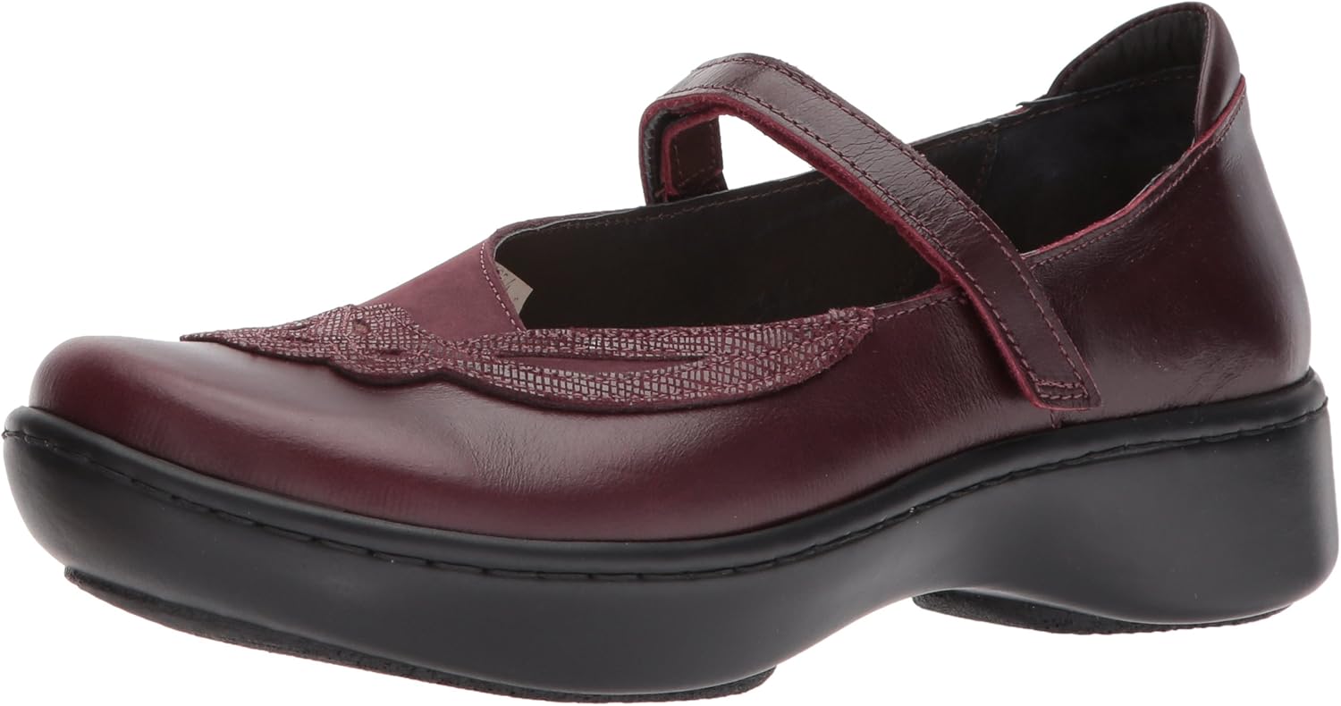 NAOT Women's Bluegill Shoe, Bordeaux Leather/Violet Nubuck/Reptile Burgundy Leather, 36 Medium EU (5 US)