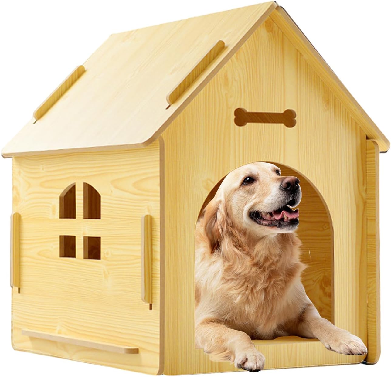 木製犬小屋 - 取り外し可能な防水小屋 - 防水猫用屋外シェルター - 子犬 子猫 用 室内 バルコニー ガーデン テラス パティオ