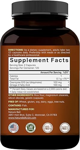Miniatura 7 de NatureBell CoQ10 100mg con Omega 3, 240 cápsulas  Forma estable de alta absorción  Apoyo antioxidante para la salud del corazón y la energía