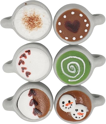 Miniatura 2 de 6 mezclas de café con leche, capuchino, moca y té verde arte casa de muñecas en miniatura, café pequeño, bebida bebida accesorios para casa de