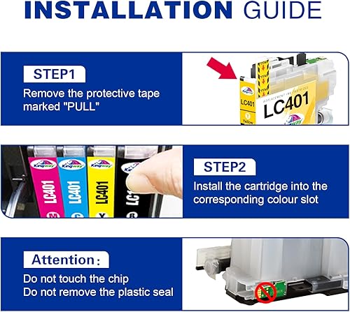 Miniatura 5 de KINGWAY LC401 - Cartuchos de tinta de repuesto para cartuchos de tinta Brother LC401, cartuchos de tinta LC401 compatibles con impresora Brother