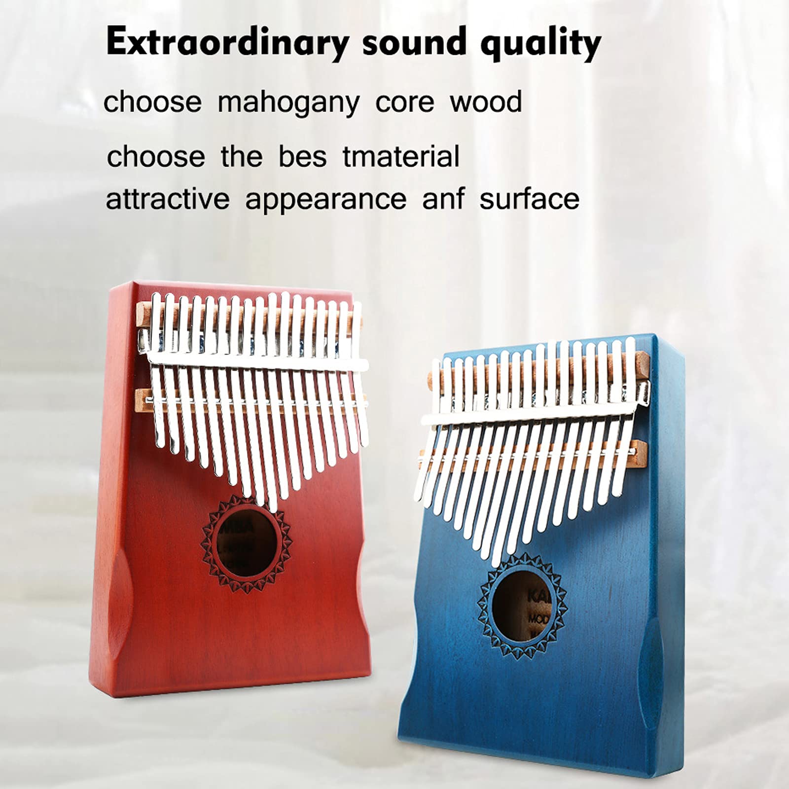 Kalimba 17 Clés, Kalimba pour Pouce, Piano à Doigt Mini Instrument de Piano Kalimba pour Le Pouce, Marteau d'accord, Sac de Transport