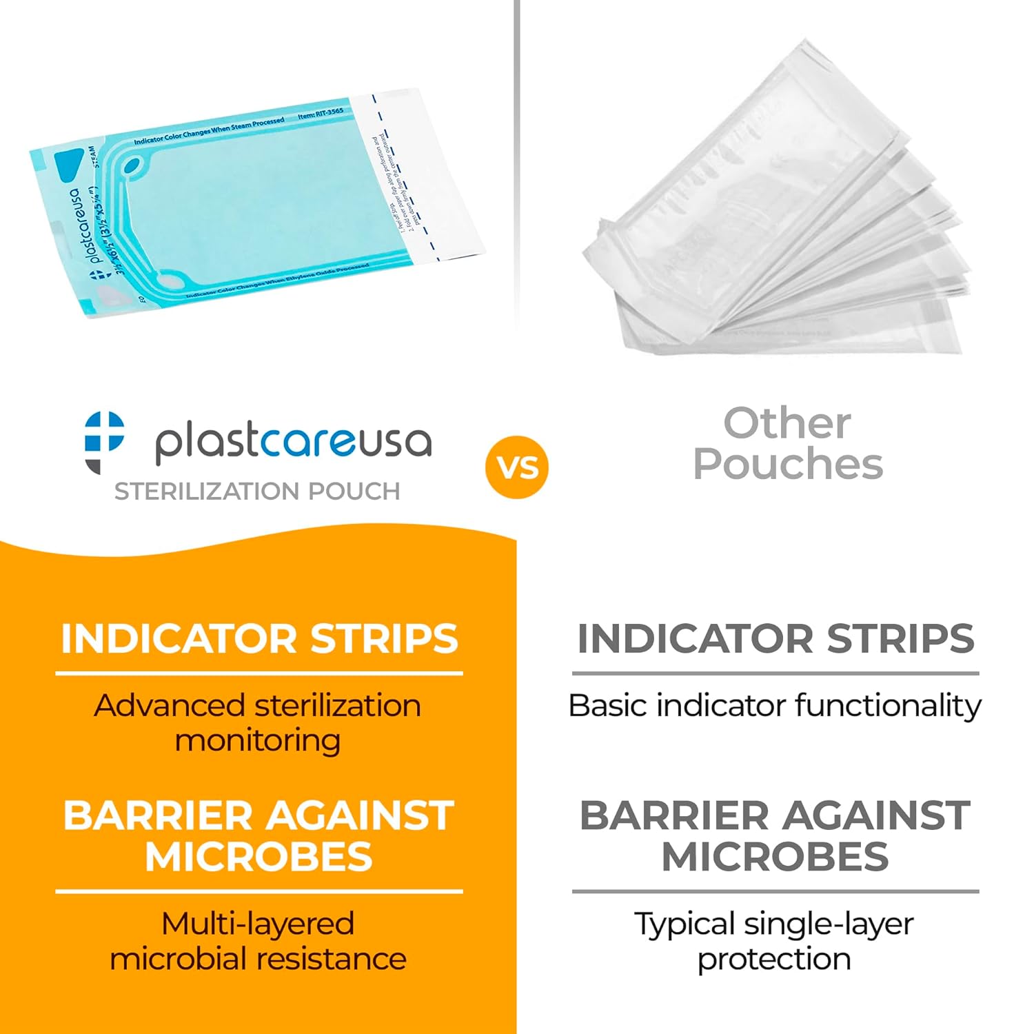 1000 3.5 X 5.25 Self Sealing Sterilization Pouches - Autoclave Sterilizer Bags Pouch for Sterilizing Dental Medical Instruments & Cleaning Tools - Latex-Free, Color Changin Indicator by PlastCare USA