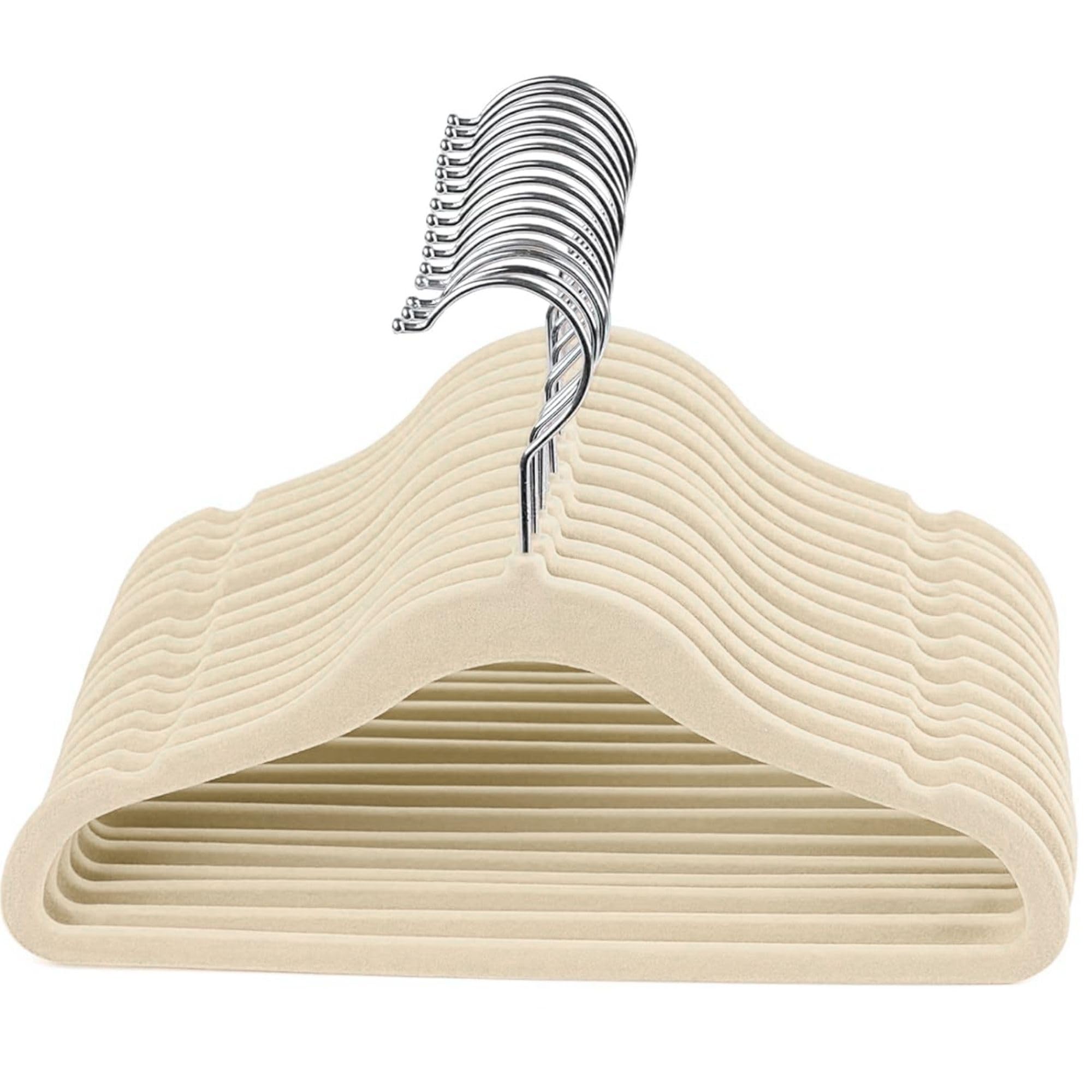 Zargun Velvet Baby Hangers, Nursery Coat Clothing Hangers for Babies, Infant, Toddlers and Kids, Unisex for Boys or Girls, Ultra-Slim Space Saving for Nursery Closet Organisation (Cream)