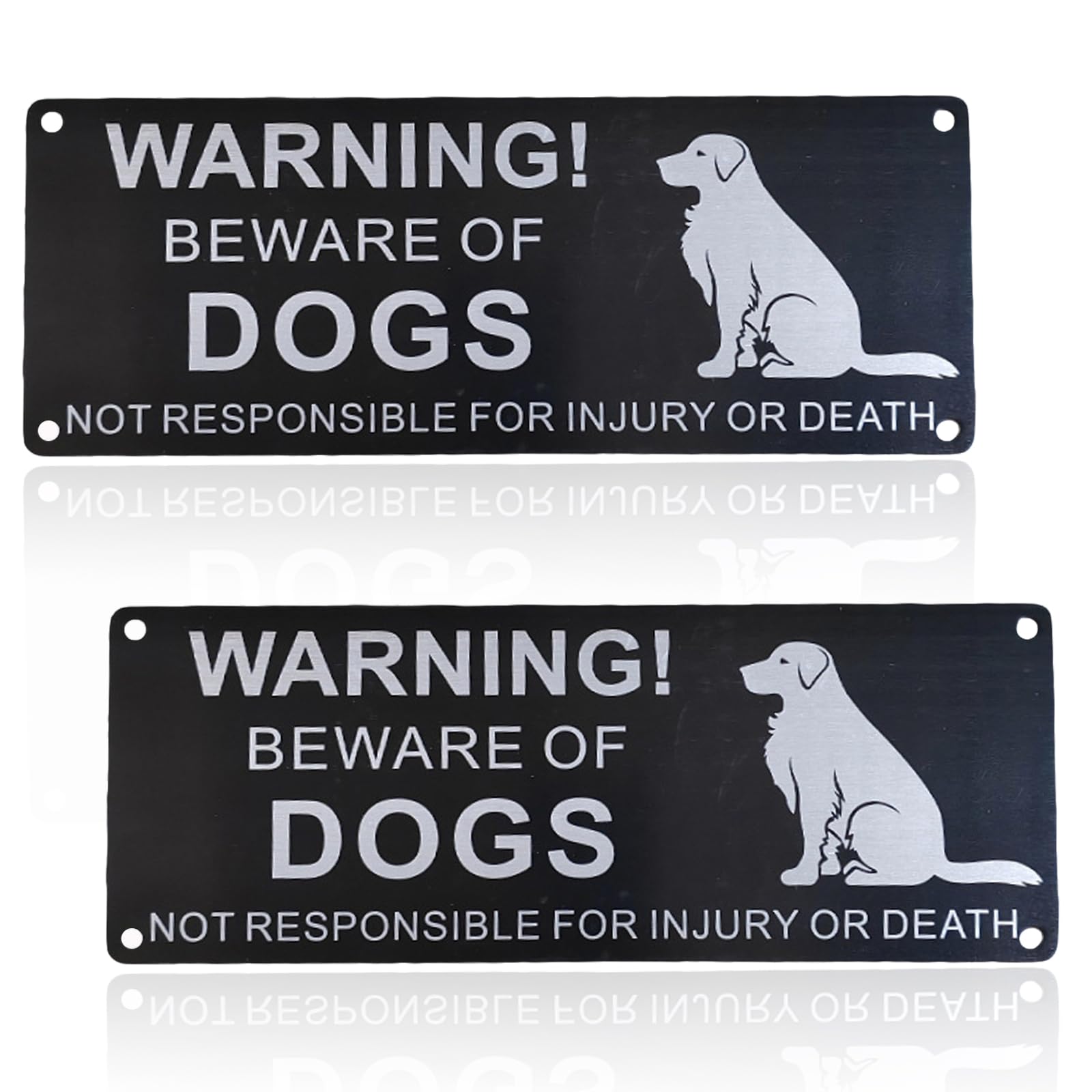 2-Pack Durable Aluminium Beware of the Dog Sign, Waterproof Warning Sign for Gates Fences Doors Indoor Outdoor