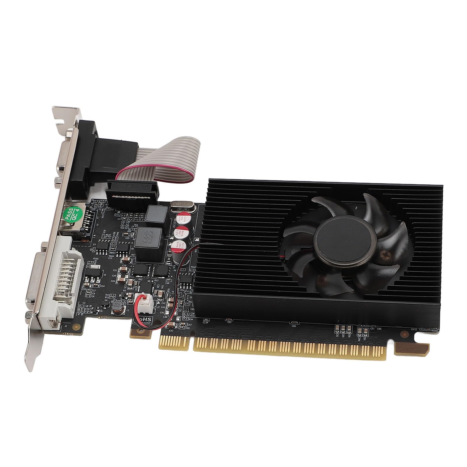 Pongnas 2 GB Single-Slot-Grafikkarte, Low Profile, VGA, DVI, Lüfter, GT730, DDR3-Kepler-Architektur, 800 MHz Speichertakt, Aufrüstbar