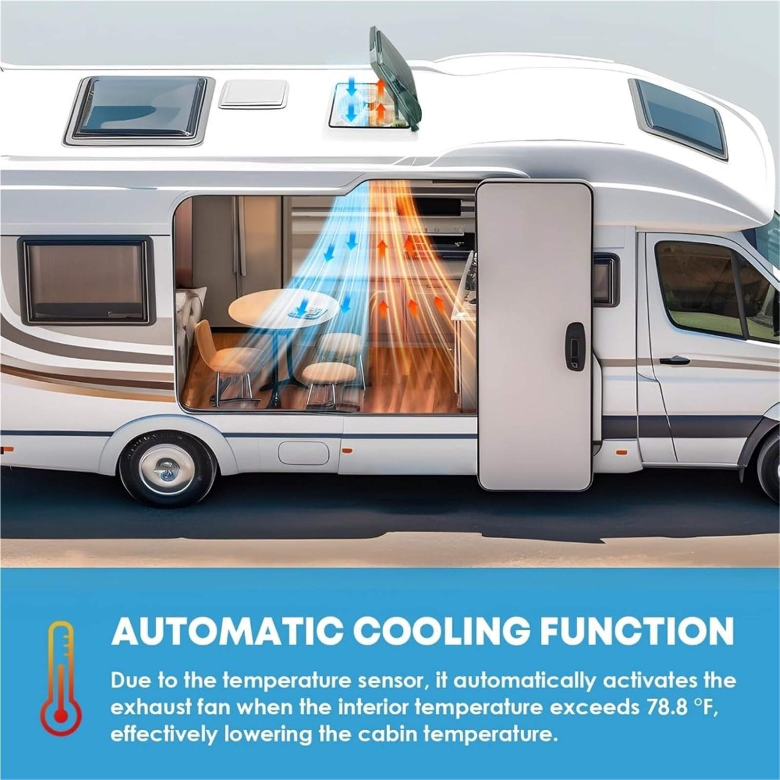 Wentylator wyciągowy, 14" RV Vent Fan 10 Speed ​​Reversible: 12V Super cichy Roof do łazienki przyczepy kempingowej