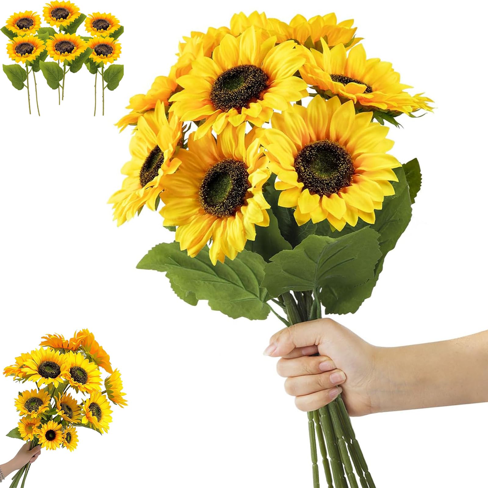 Novastream 6 Pcs Artificial Sunflowers, Fake Sunflowers for Home Decor, Sunflowers Artificial Flowers for Wedding Party Photography Background