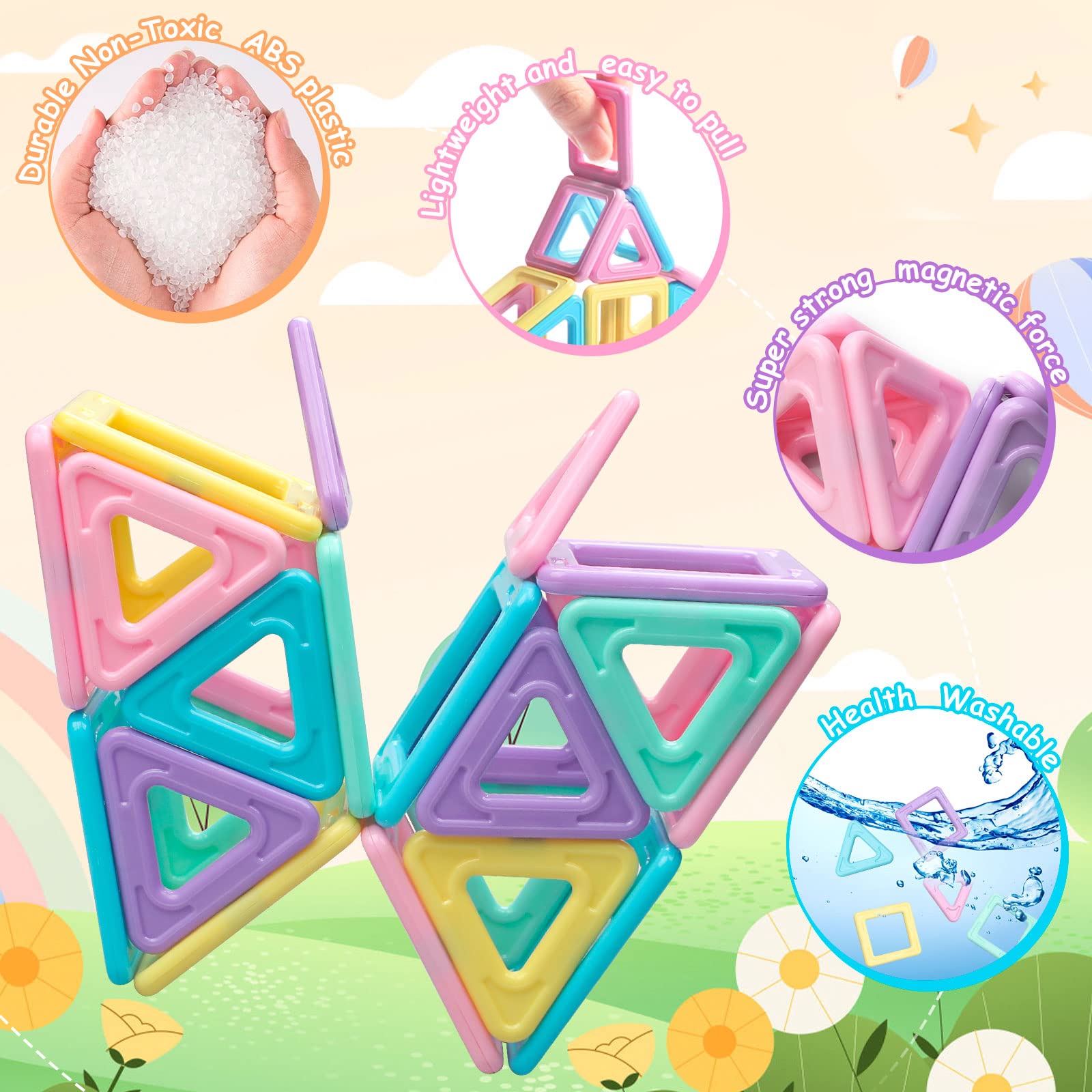 AUOLTE Costruzioni Magnetiche per Bambini 3 4 5 6 7 8 9 giocattoli per ragazzi Divertente Giocattolo Educativo Magneti Giochi Compleanno Regalo Natale