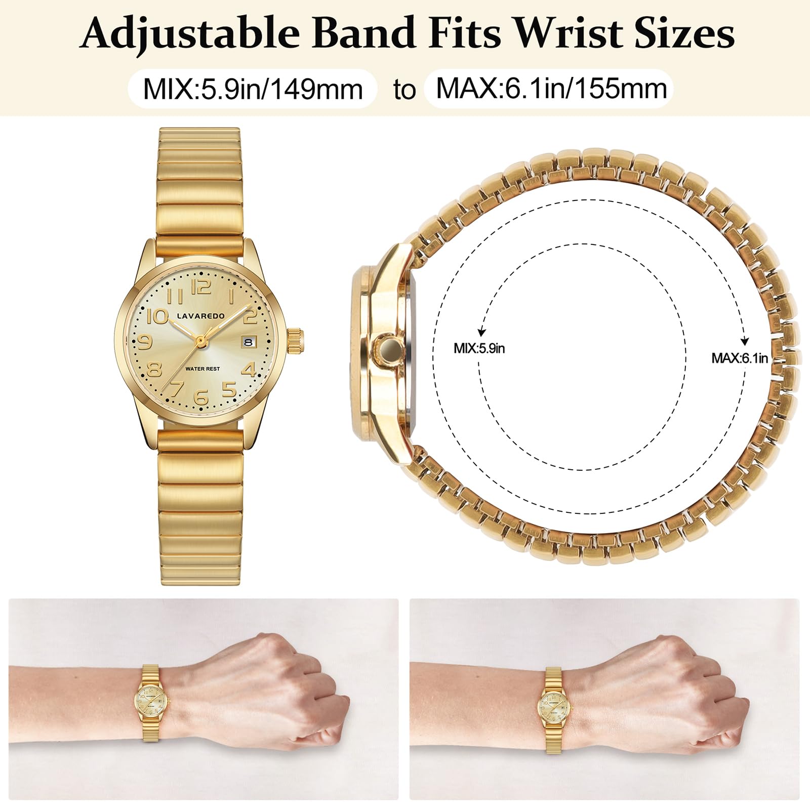 Timever Reloj de Cuarzo para Mujer, Acero, Números Luminosos y Fecha | Esfera con números grandes luminosos y fecha; diseño elegante y opción de regalo para esposa o novia.