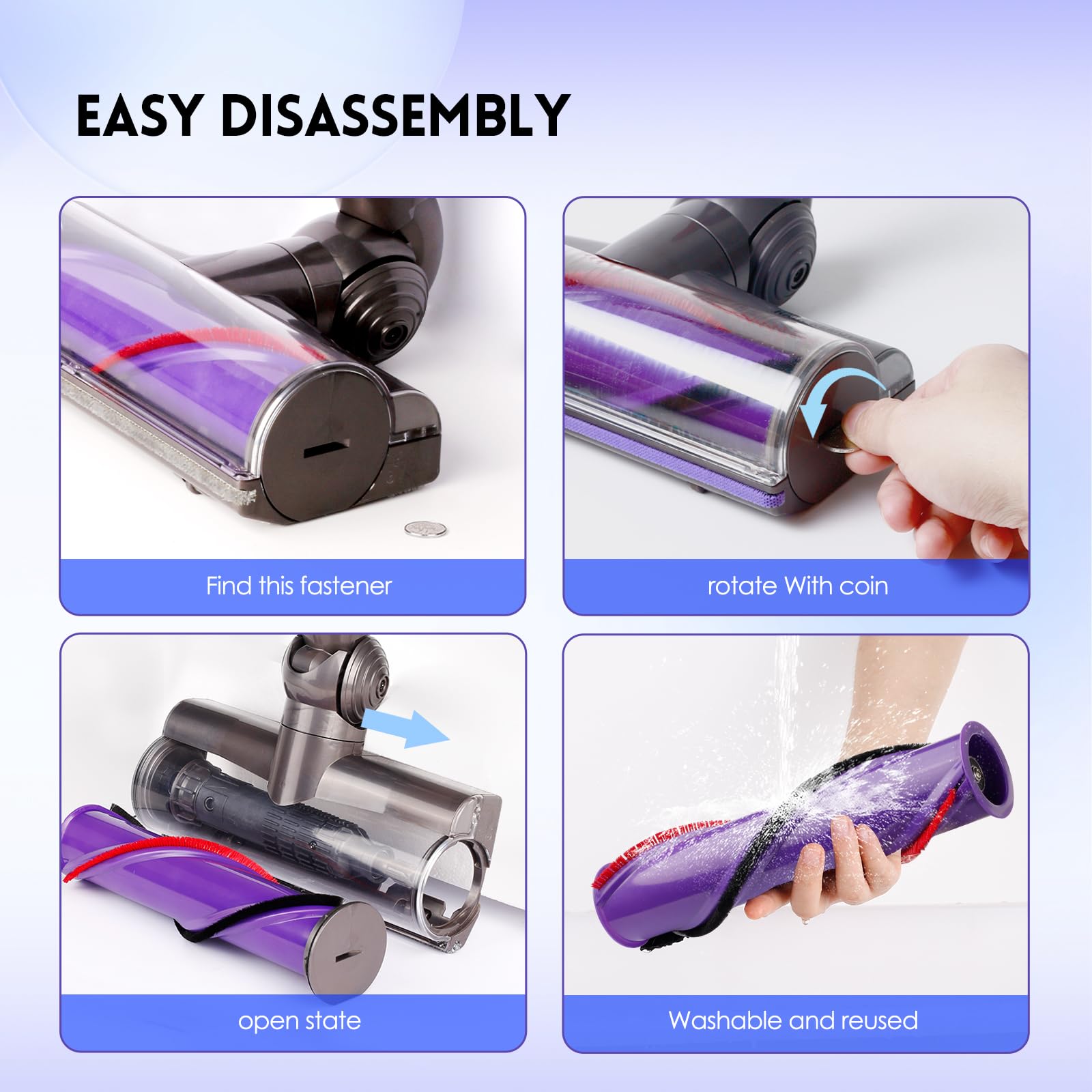Limpiador de cabezal de motor de liberación rápida compatible con aspiradoras inalámbricas Dyson V7 V8 V10 V11 V15 para alfombras de suelo de madera dura SV10 SV11 SV12 SV14 con manguera de extensión