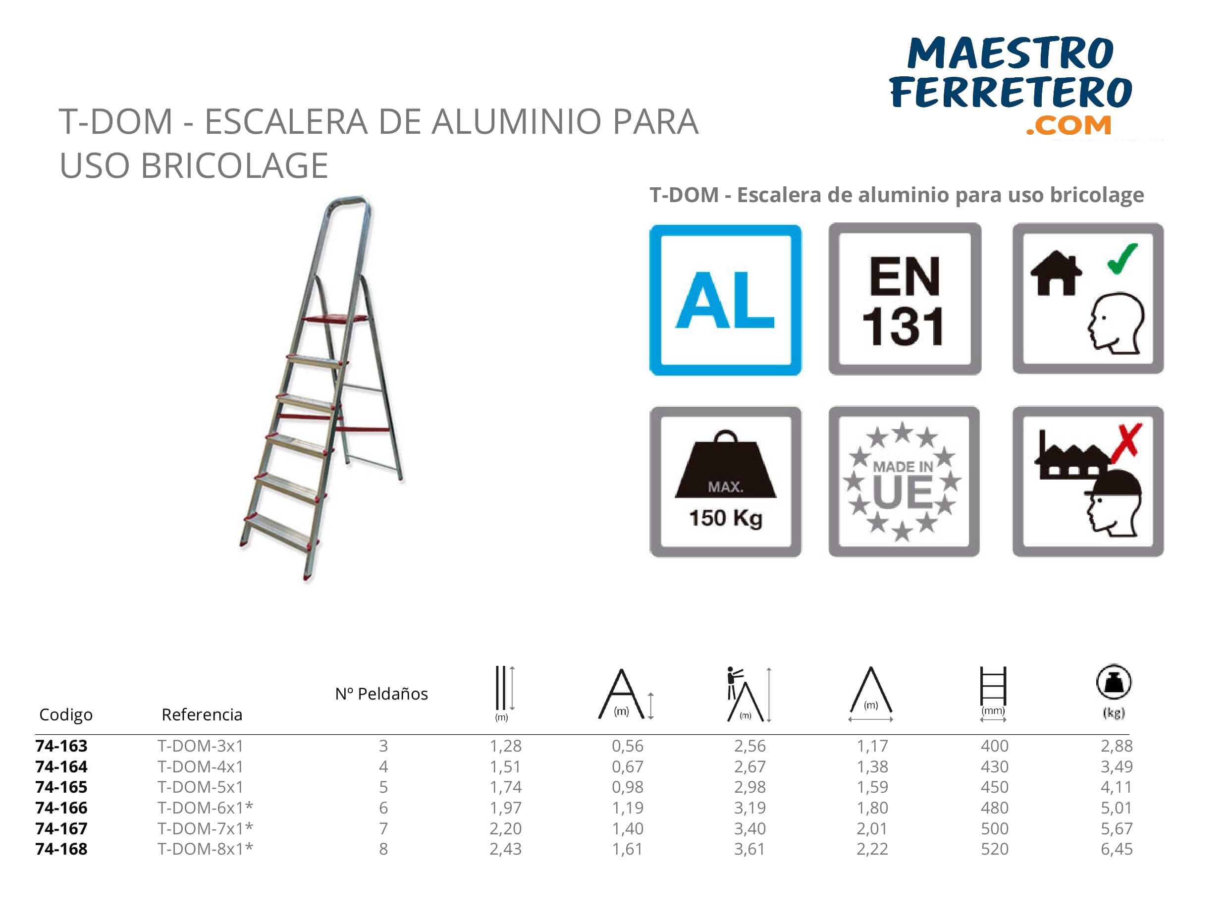 Escalera Tijera Doméstica T-DOM-6x1 de 6 Peldaños
