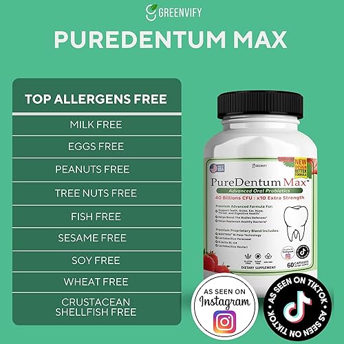 Miniatura 2 de Puredentum Max para la salud de las encías y los dientes y el aliento fresco, 40 mil millones de UFC Probióticos orales avanzados para el mal