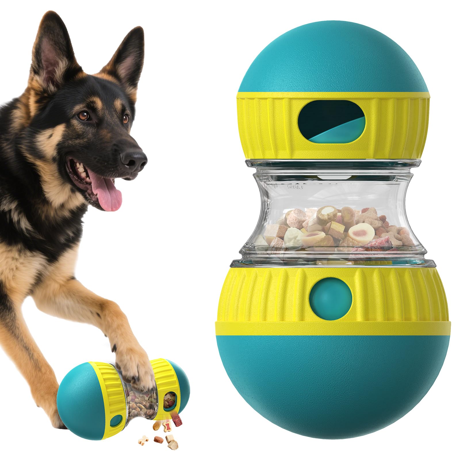 Rompecabezas interactivo de comida para perros, dispensador de golosinas ajustable, alimentación lenta para mantenerlos ocupados, juguetes estimulantes para perros medianos y grandes (XL azul)