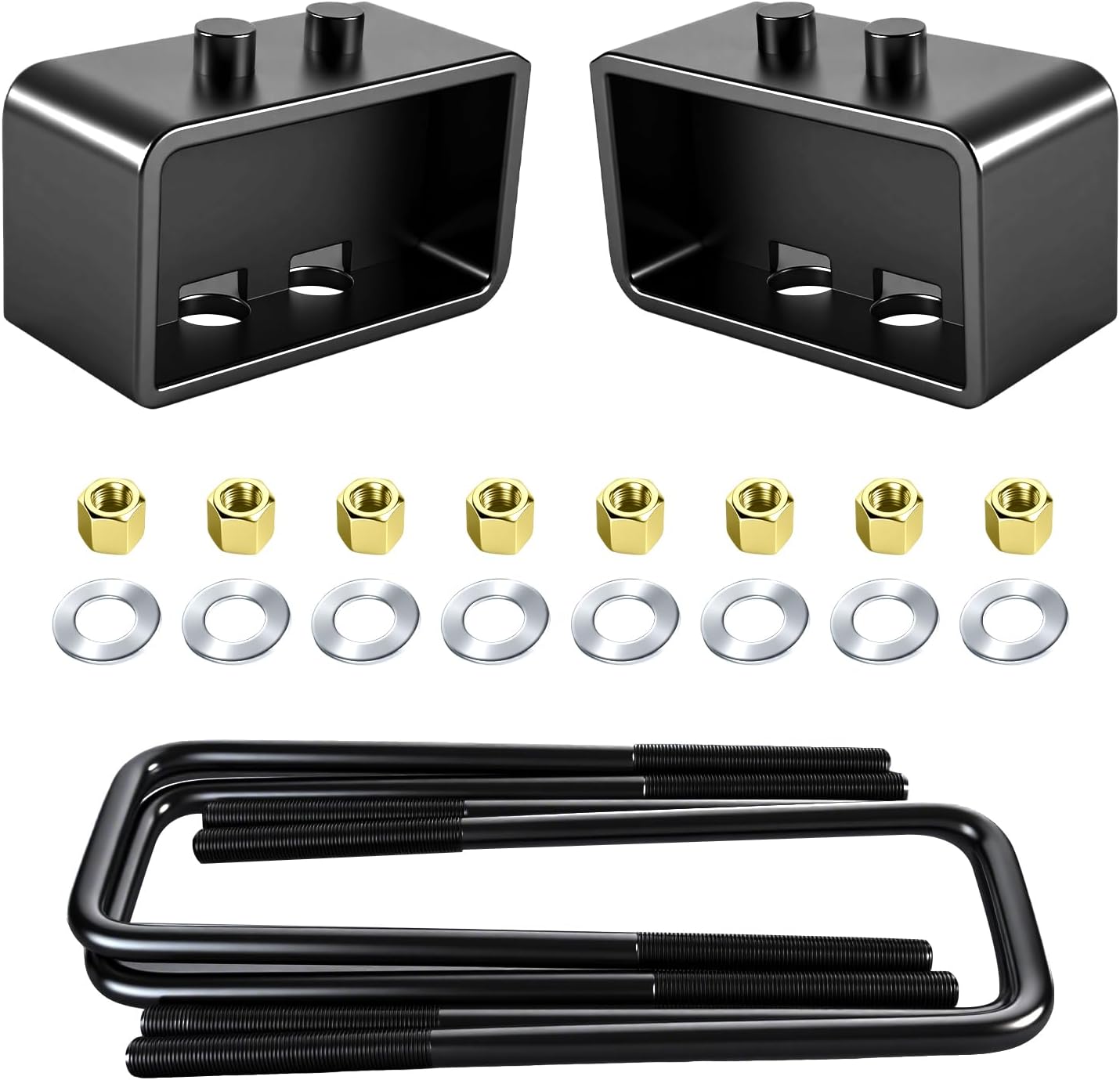 3" Rear Lift Block Kits Compatible with Ford F150 2004-2024, 3in Rear Suspension Lift Kits Include 2PCS Lift Blocks and 4PCS U-Bolts, Rear Leveling Lift Set
