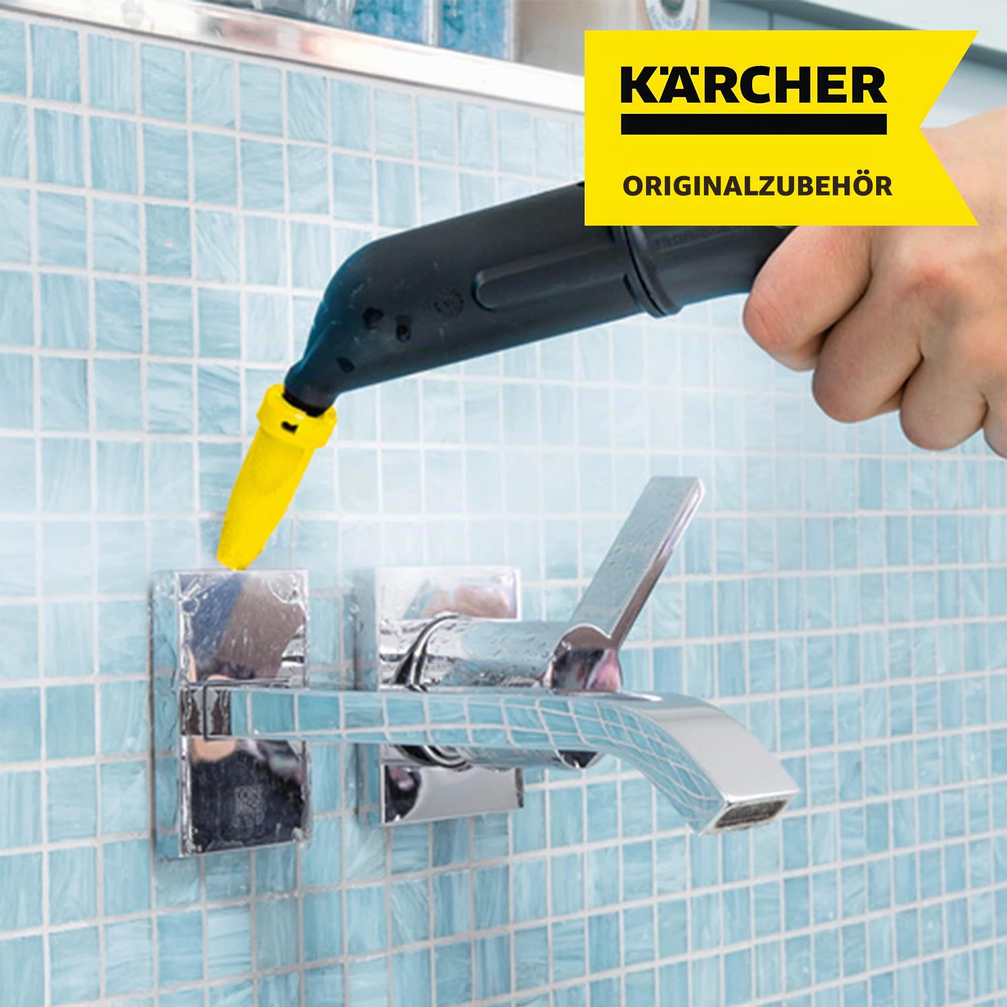 Kärcher Dampfreiniger SC 4 Deluxe, Dampfdruck: 4 bar & Powerdüsen-Set, Schwarz/Gelb