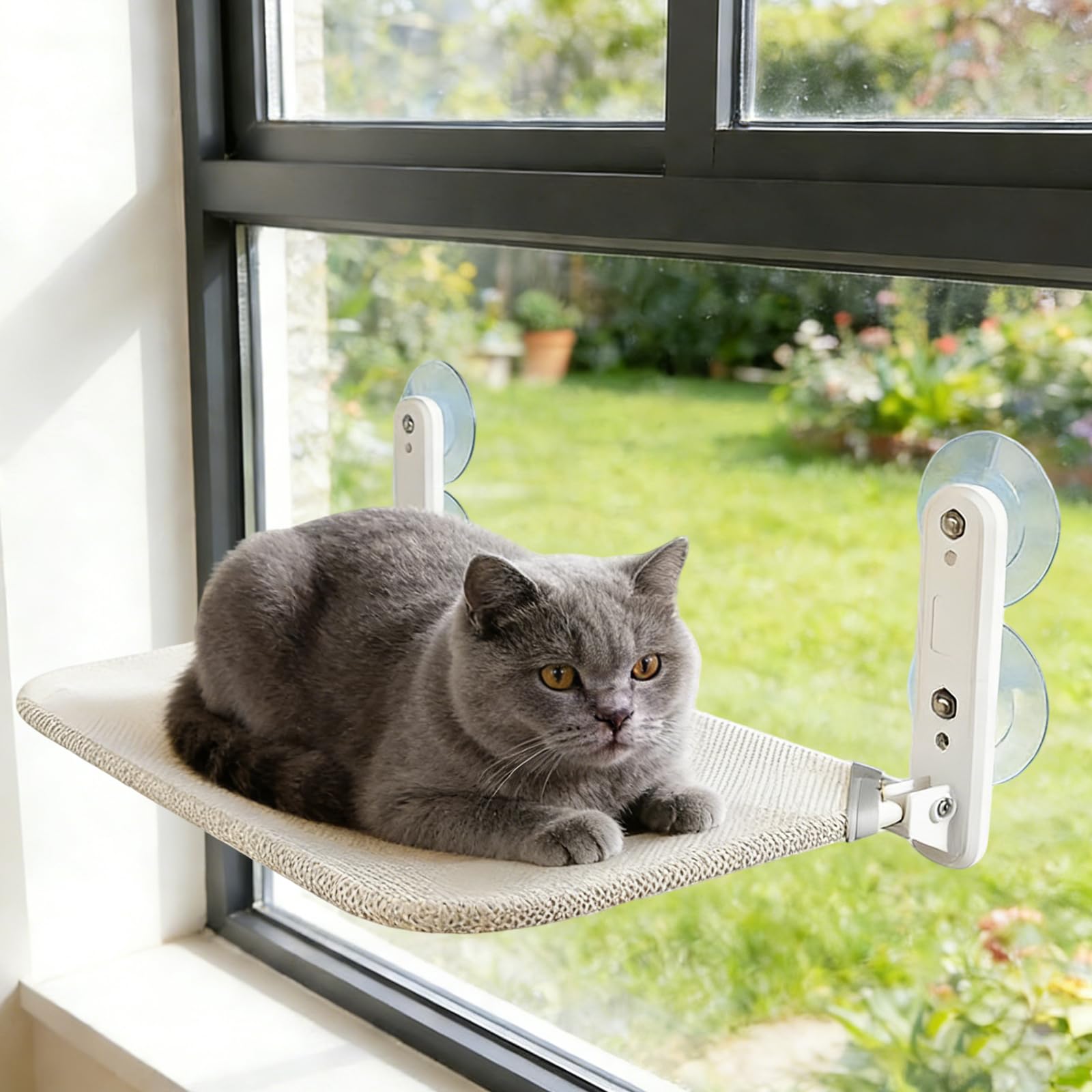 POONGURY Cat Window Perch - Foldable 52×30cm Window Hammock with 4 Heavy-Duty Suction Cups up to 20kg, Breathable Mesh Window Seat, Indoor Cat Window Bed for Sunbathing, Resting & Relaxing