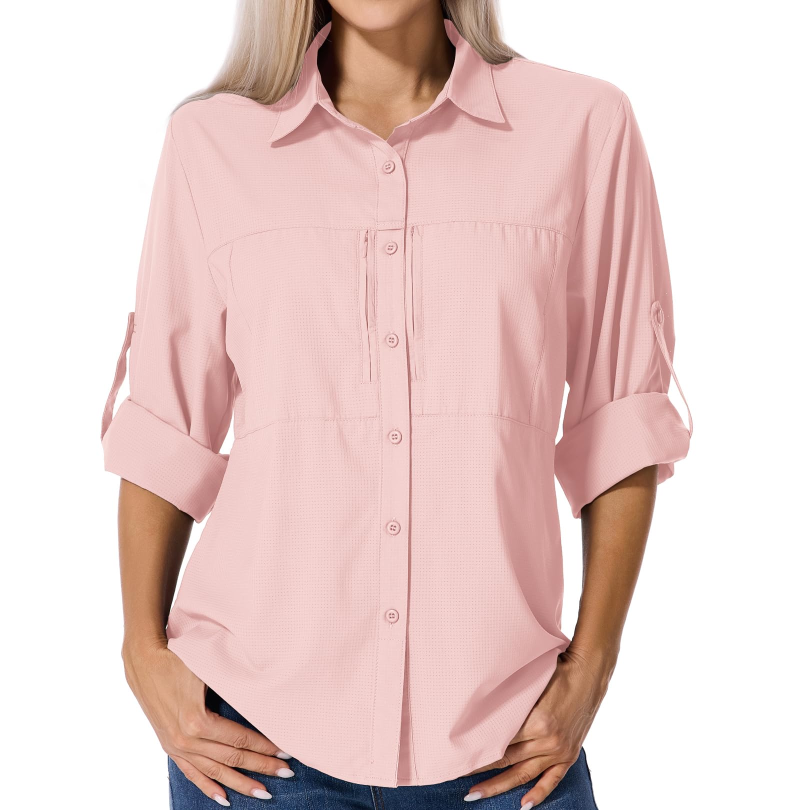 Asfixiado Shirts Damen UV Shirt UPF 50+ Safari Kleidung Wanderbluse Damen Hemdbluse Outdoor Atmungsaktiv Quick Dry Sonnenschutz Langarmshirt Bluse