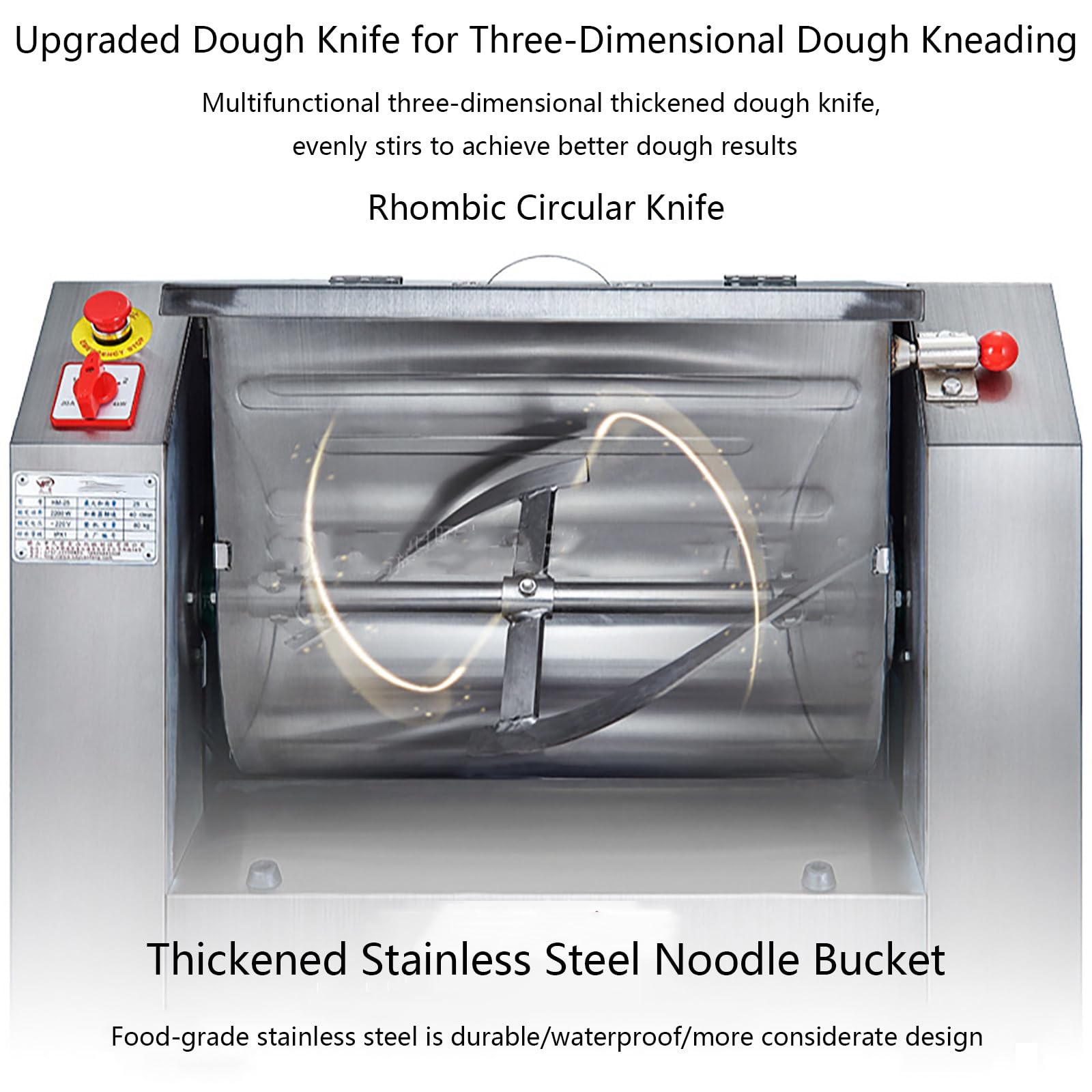Impastatrice Commerciale, Macchina per impastare in Acciaio Inox, impastatrice per Pizza, impastatrice per Alimenti, per Scuole, Panetterie, Ristoranti, Pizzerie