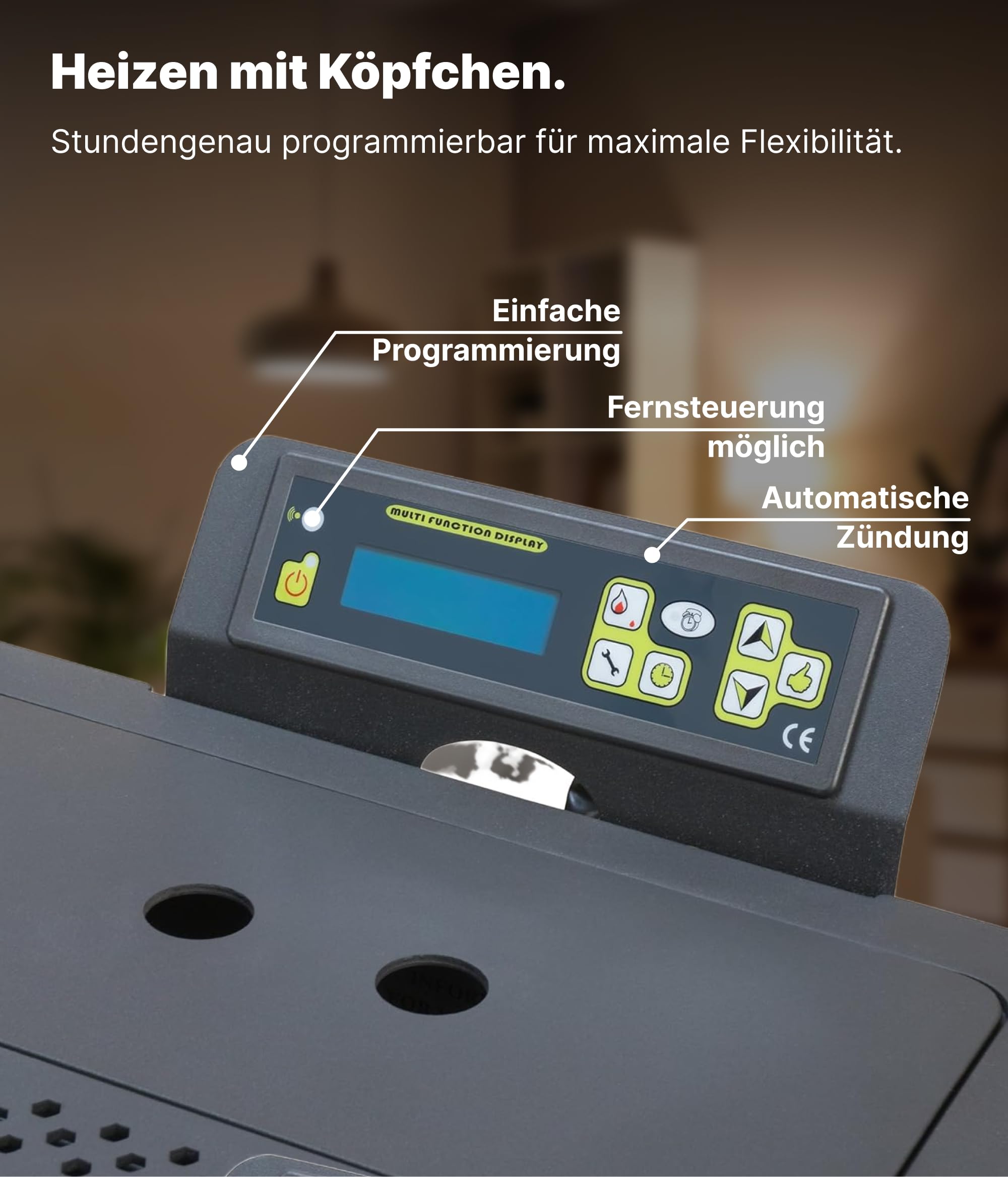 NEMAXX® Controlador de pantalla V02.02 para estufa de pellets P9 – unidad de control original y módulo de repuesto para manejo y control eficiente (hasta 11 kW)