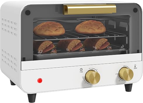 HOMCOM Small Toaster Oven, 12L Multifunction Mini Countertop Oven, White