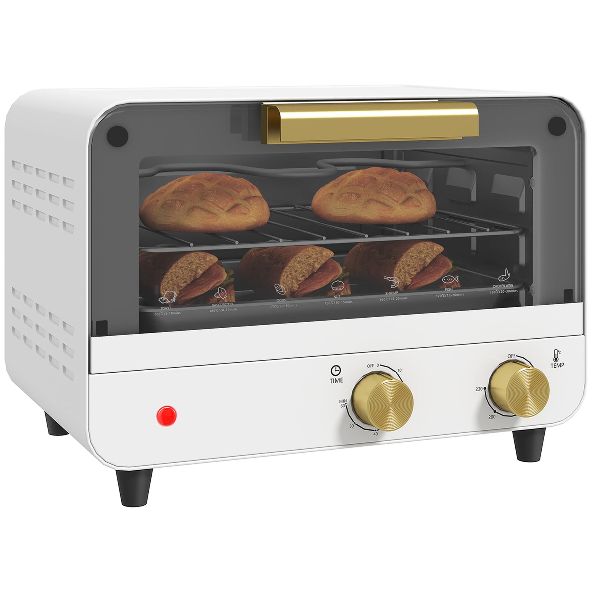 Homcom Small Toaster Oven12L Mini Countertop Oven With Glass DoorWhite from B&Q