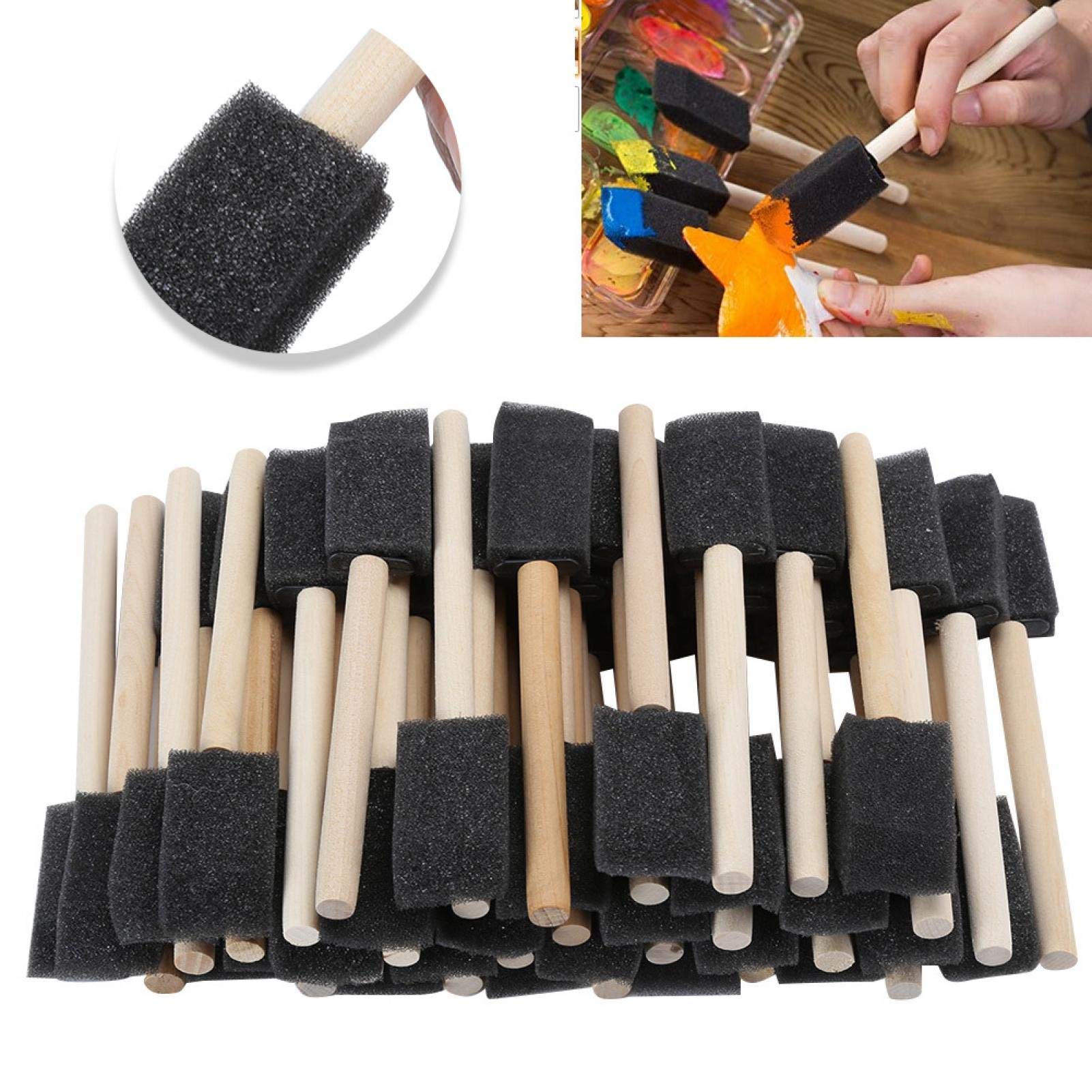 Juego de 50 brochas de espuma, para clases de arte, proyectos de bricolaje, proyectos escolares, pasatiempos