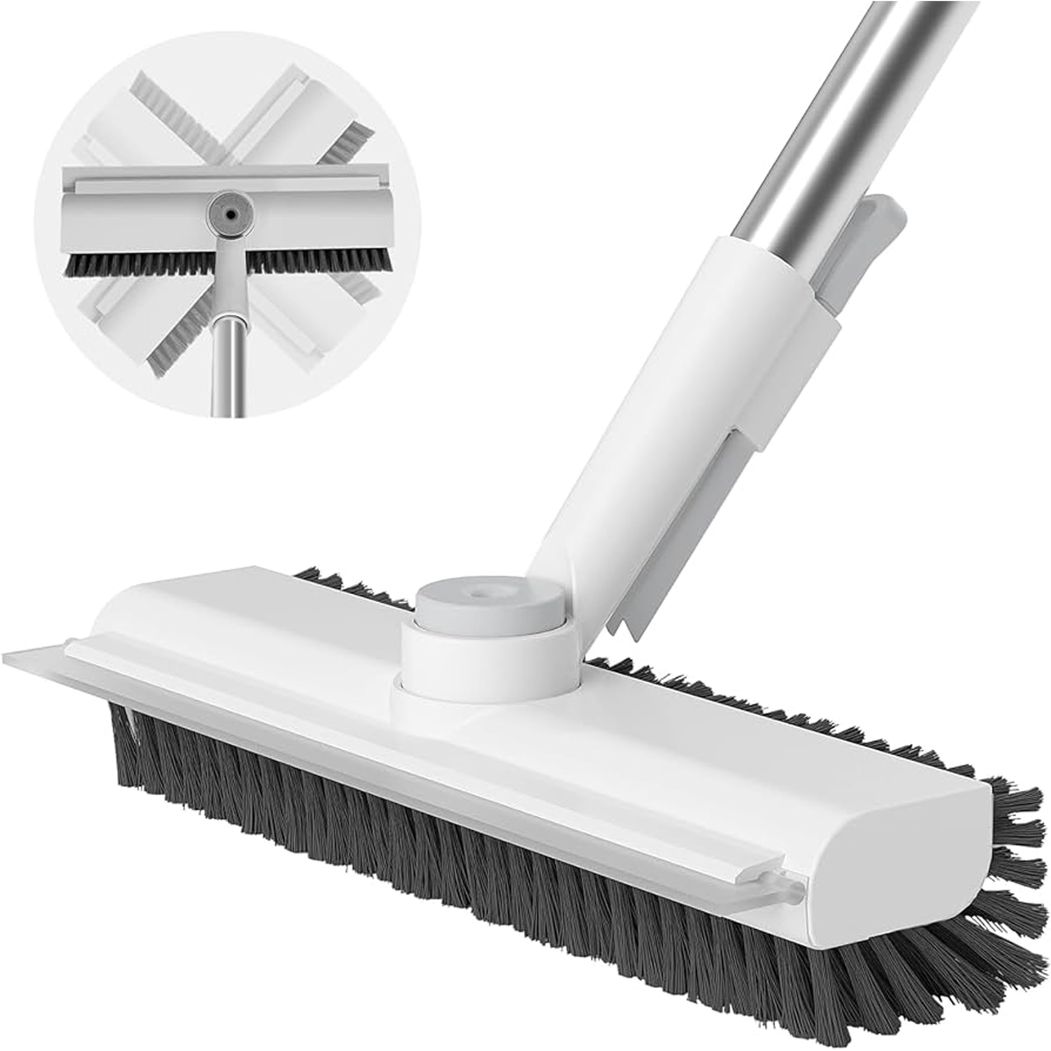 RutviRoshan Floor Scrub Brush, Scrape and Brush with Long Handle, Heavy Duty Stiff Bristle Floor Brush, Telescopic Shower Scrubber for Cleaning Bathroom 1