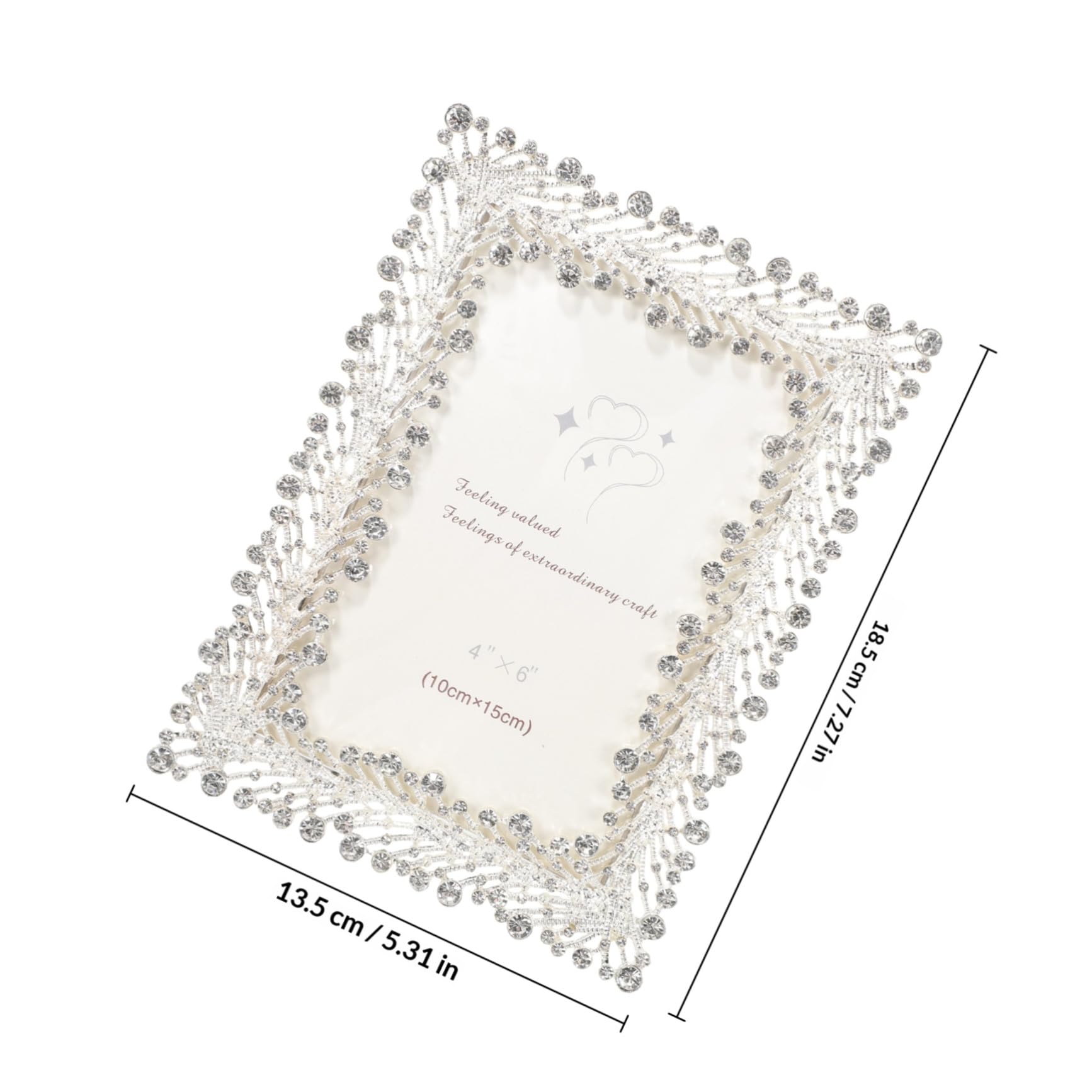 Abaodam Dekorativer Fotorahmen aus Zinklegierung und Glas mit Strass | Tischdeko für Büro und Schlafzimmer, Einzigartiges Design, Chic und Elegant