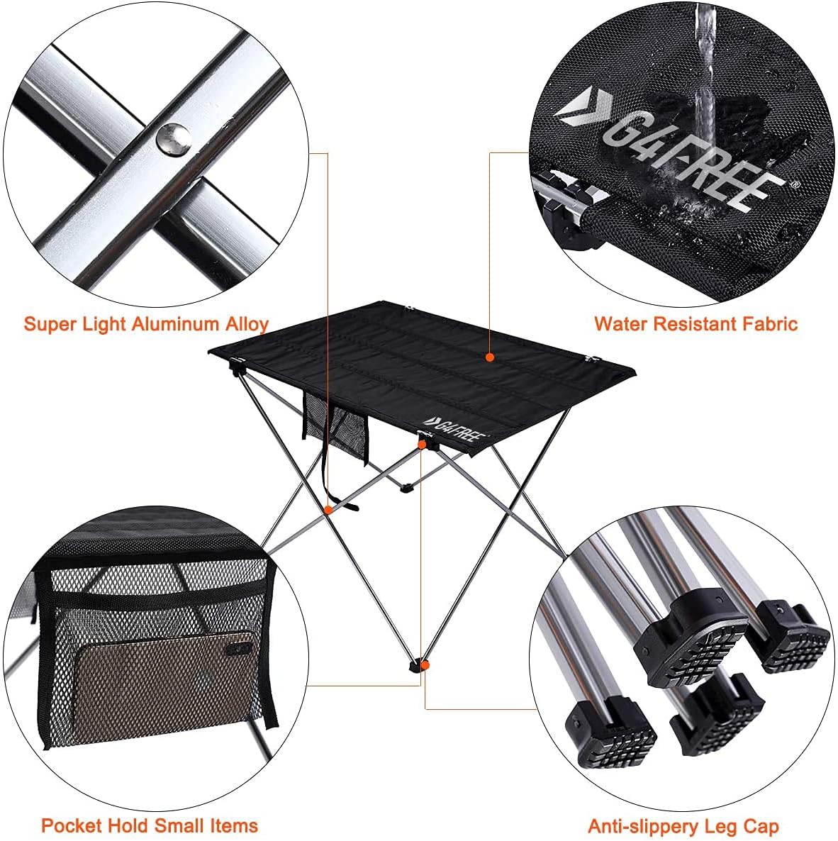 G4Free Ultralight Portable Folding Camping Table Compact Roll Up Tables with Carrying Bag for Outdoor Camping Hiking Picnic