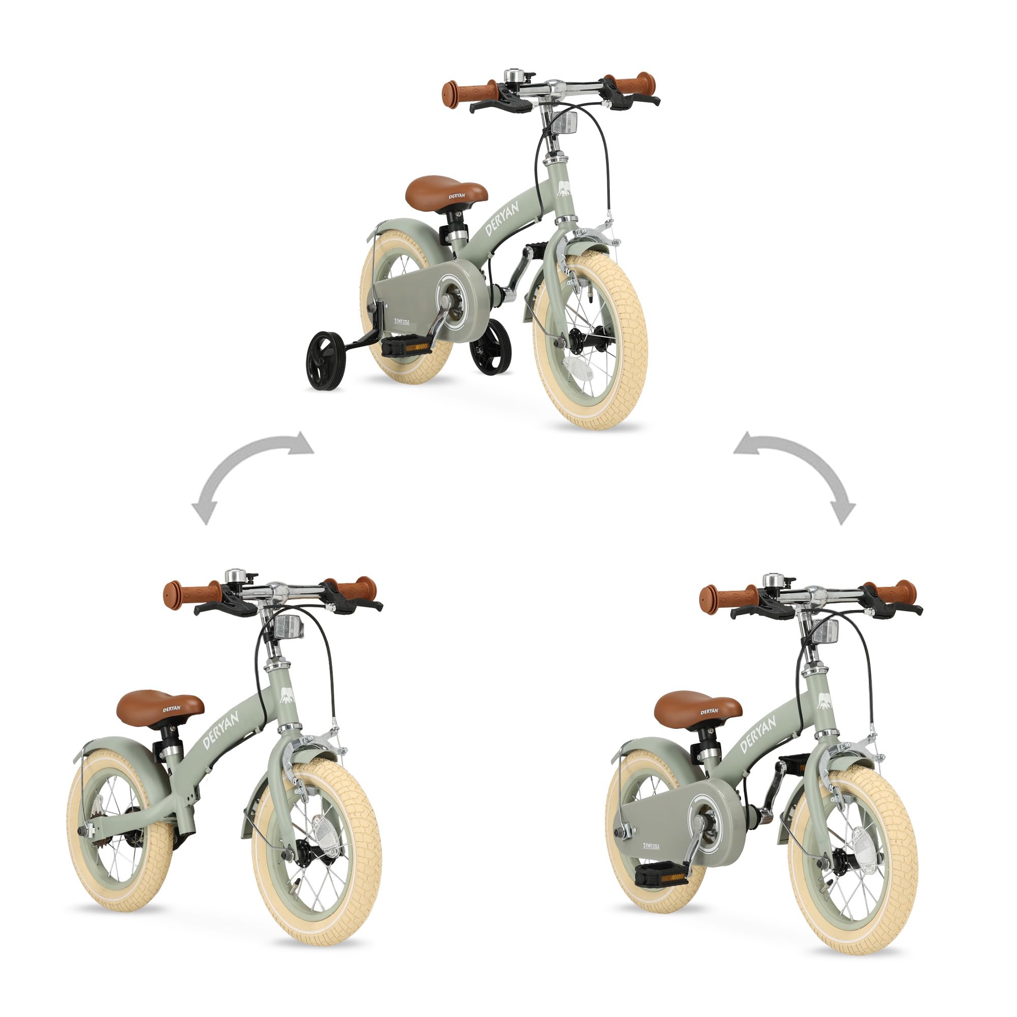 Luxe Kinderfiets 14 inch - 3 in 1 - Loopfiets