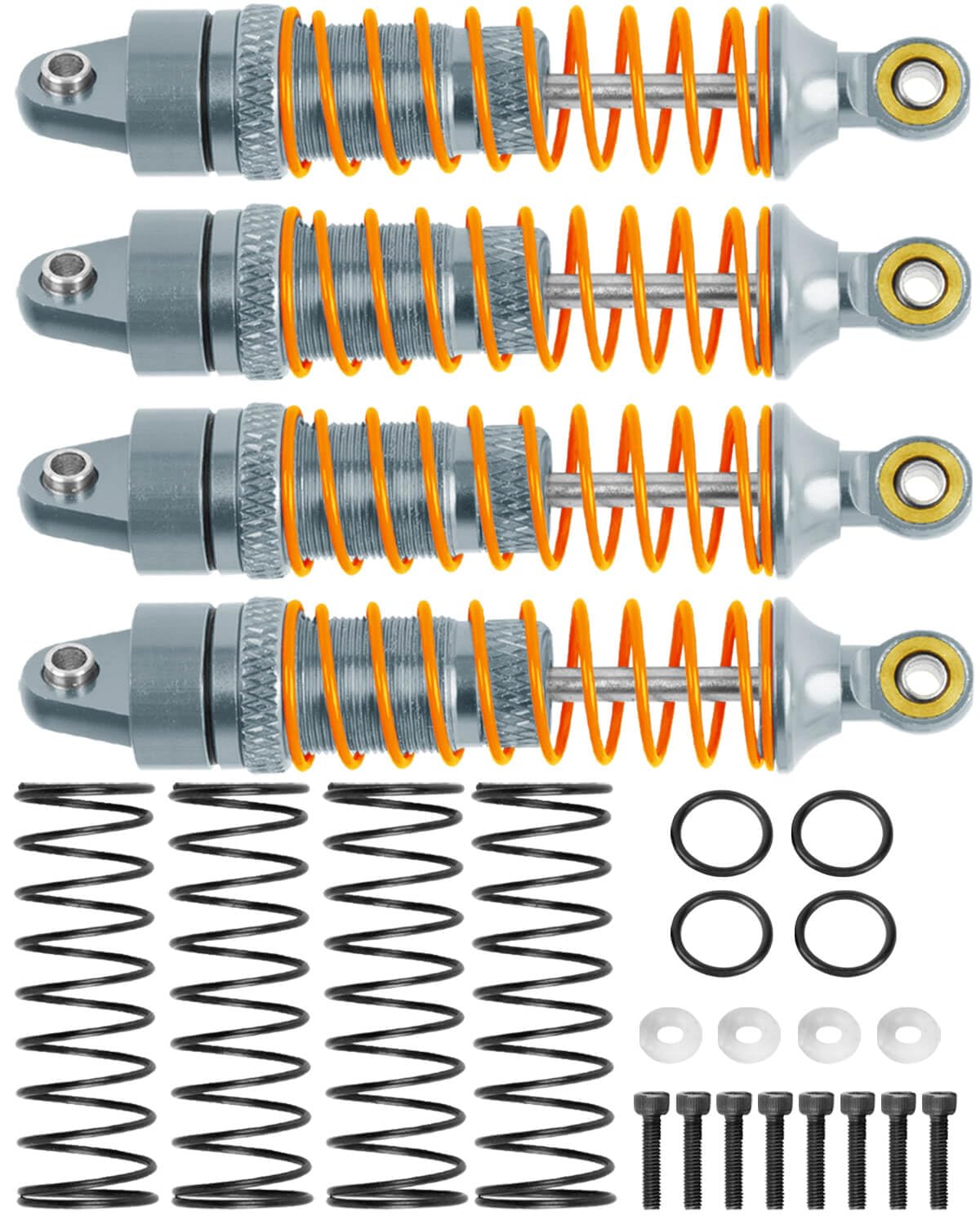 BRCatWPark Alloy Front Rear RC Shocks Absorber Upgrades Part for 1/18 LaTrax Teton/LaTrax Desert Prerunner,Aluminum 4PCS RC Absorber Shocks,Titanium