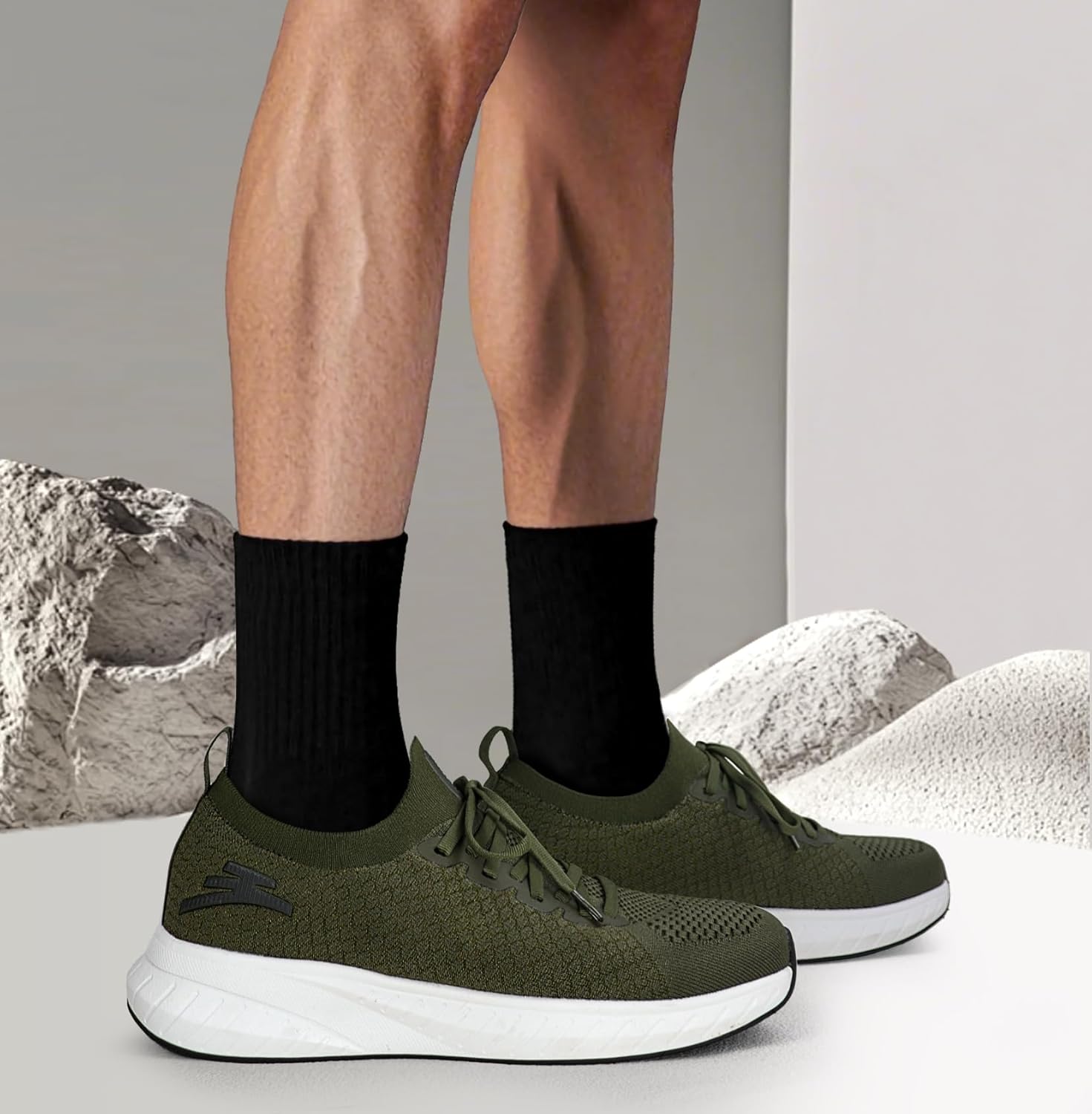 Mens Slip on Lightweight Walking Shoes Non Slip Breathable Running Shoes Comfort Tennis Workout Gym Sneakers with Shoelace - Image 3