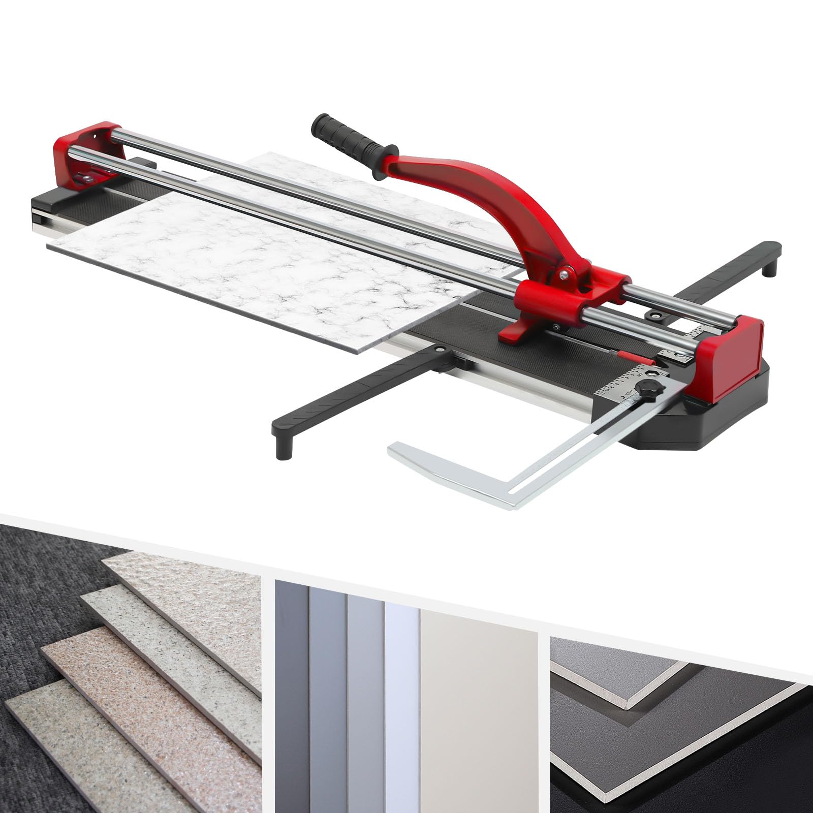 80 cm cortador de azulejos doble rieles y soportes Manual con posicionamiento infrarrojo de precisión Herramientas manuales cortaazulejos para corte de precisión (rojo)