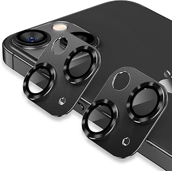 [2 Pack ] Korecase for iPhone 14 / iPhone 14 Plus Camera Lens Protector Metal Camera Cover,9H Hardness Aluminum Metal Lens Film,Strong Stickiness Case Friendly for iPhone 14 & iPhone 14Plus Black, iPhone 15 & iPhone 15 Plus