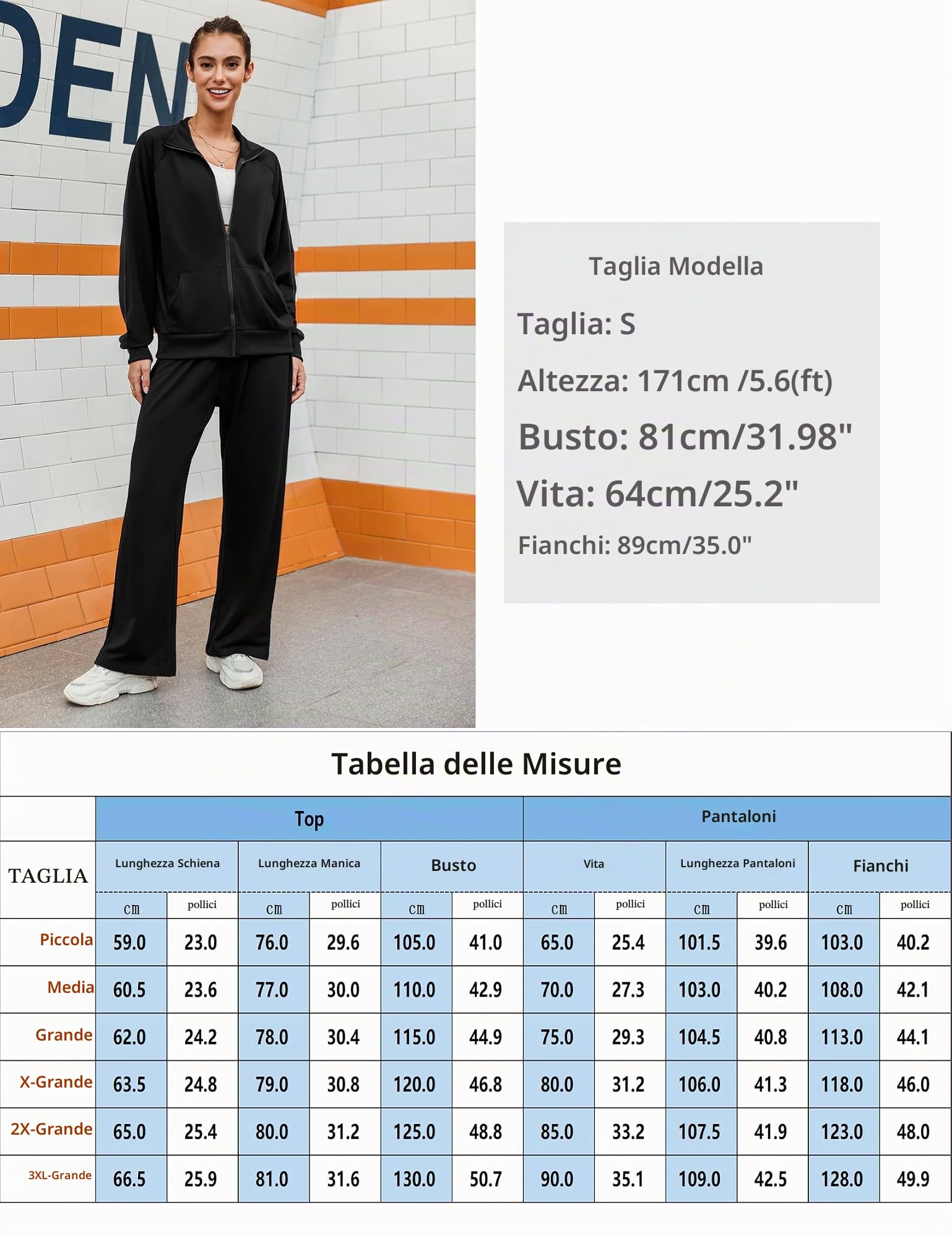 Terecey Tuta Sportiva Donna Completa 2 Pezzi Tuta Invernale Ginnastica Elegante Tute Ginnastica Felpata Casual Abbigliamento per Jogging Correre Fitness Nero M