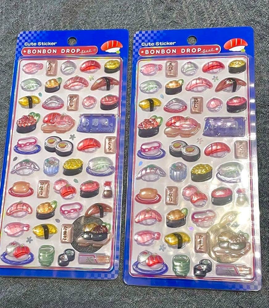 Amazon.co.jp: ボンボンドロップシール お寿司 2枚セット : 文房具